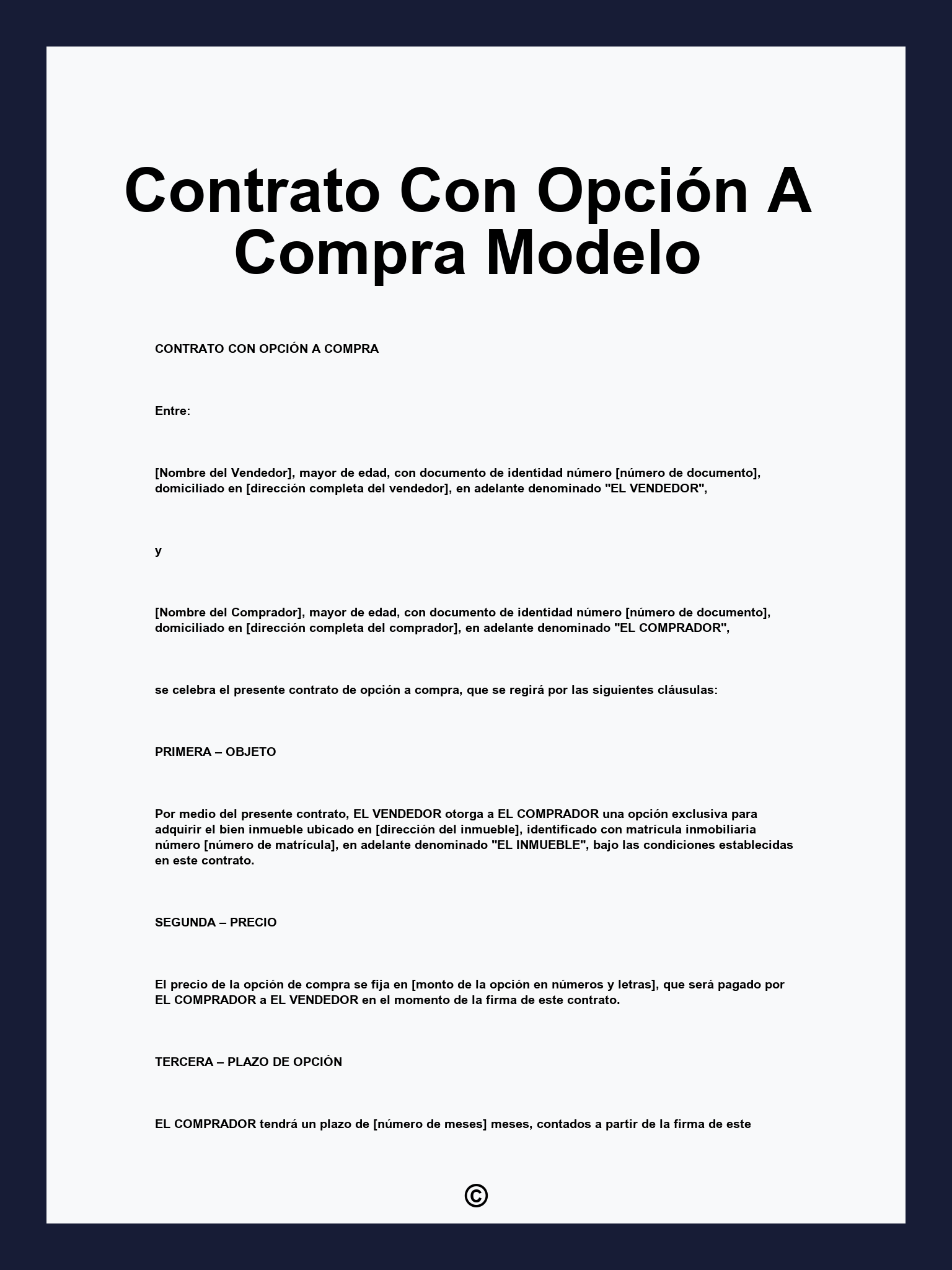 Contrato Con Opción A Compra Modelo