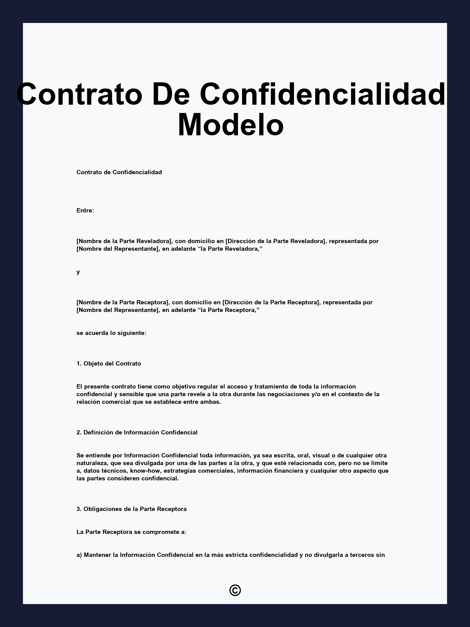 Contrato De Confidencialidad Modelo