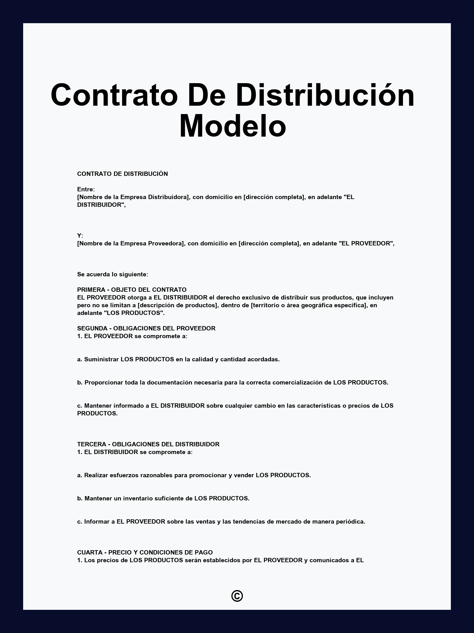 Contrato De Distribución Modelo