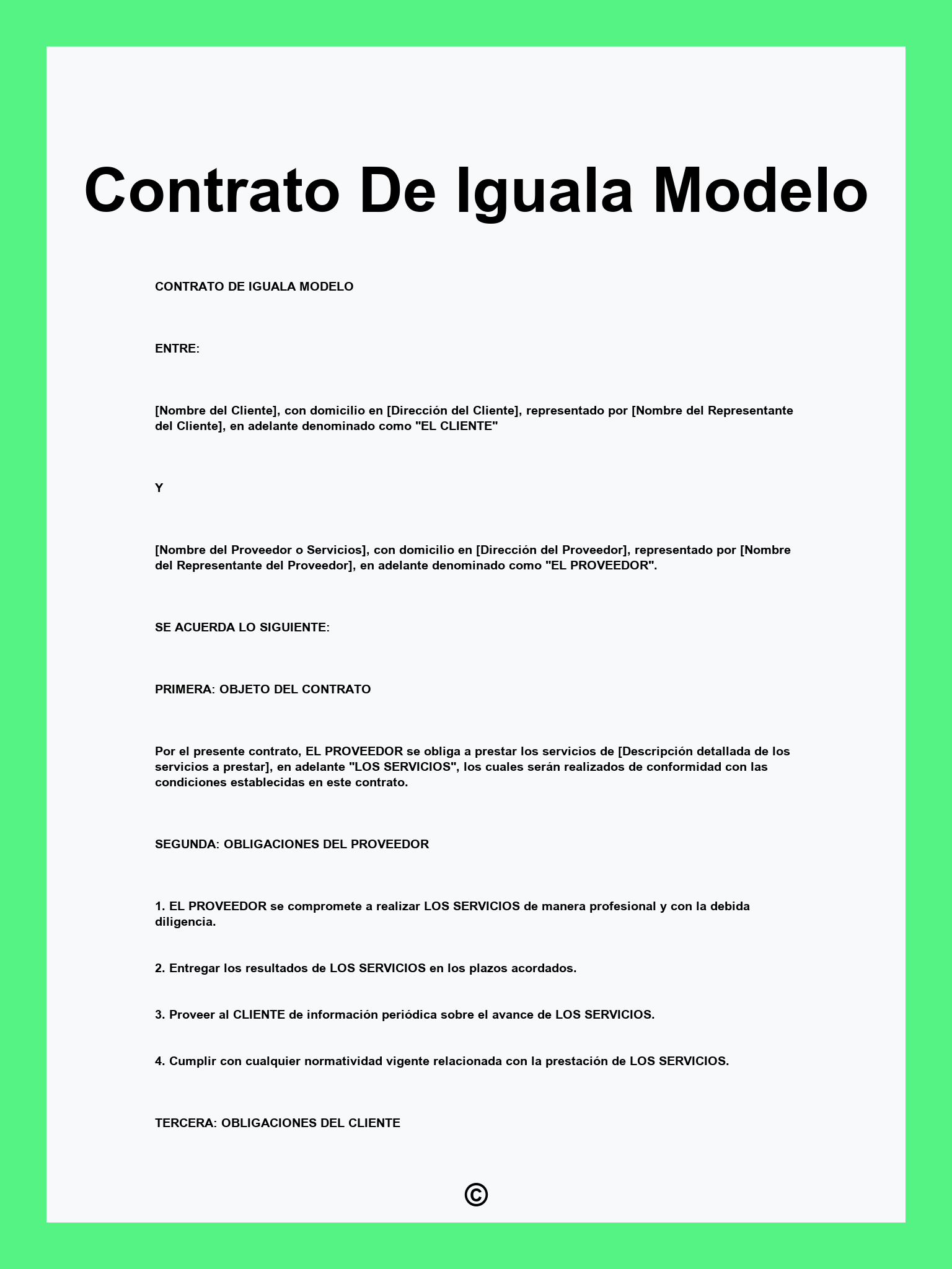Contrato De Iguala Modelo