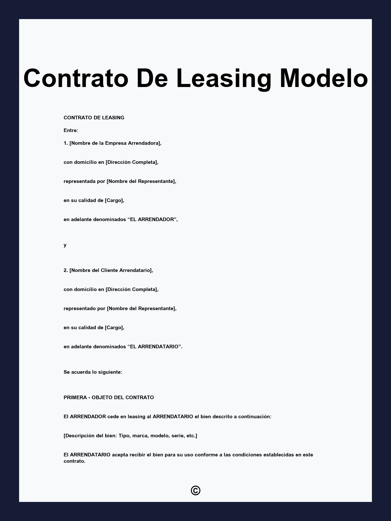 Contrato De Leasing Modelo