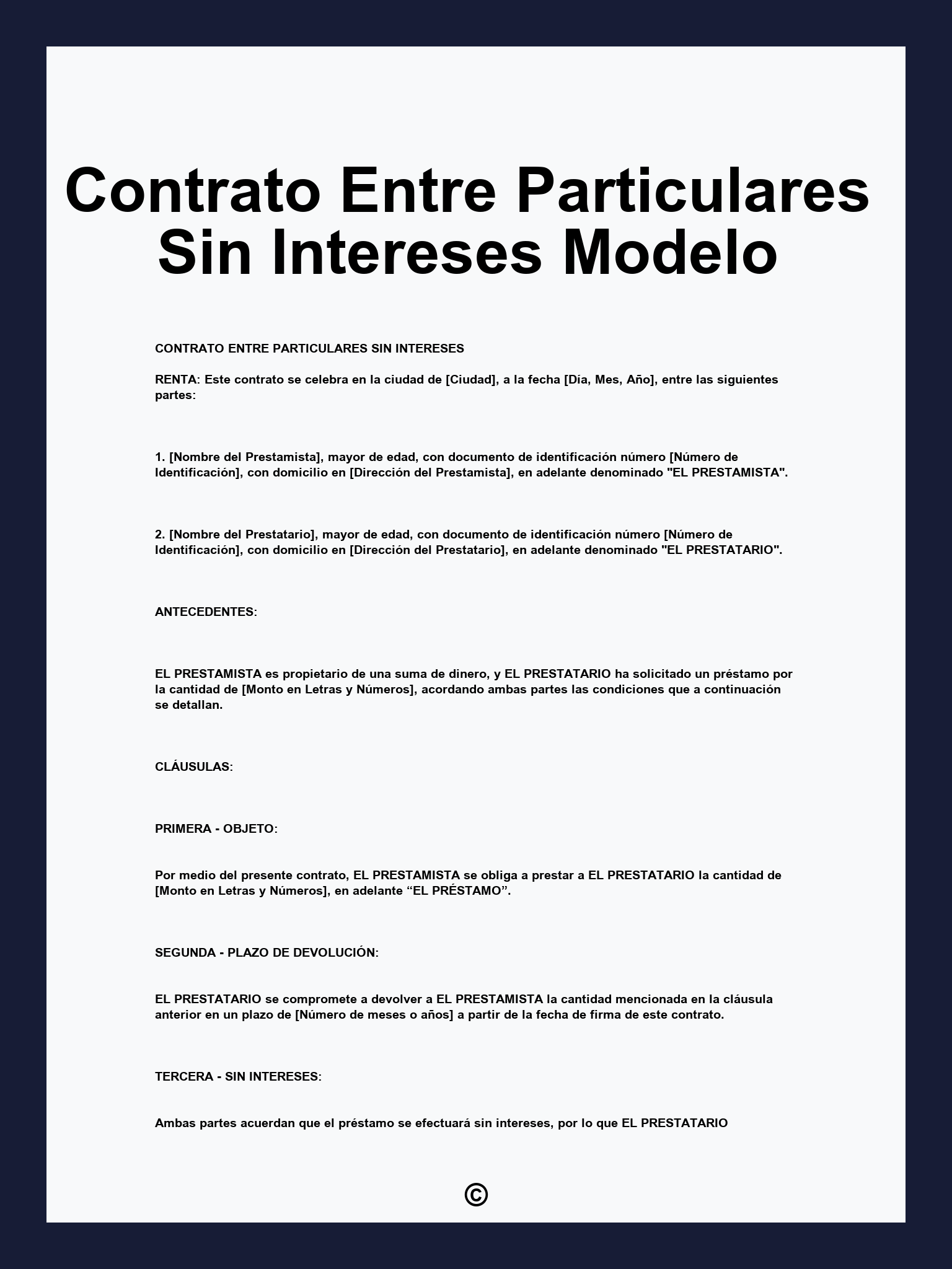 Contrato Entre Particulares Sin Intereses Modelo
