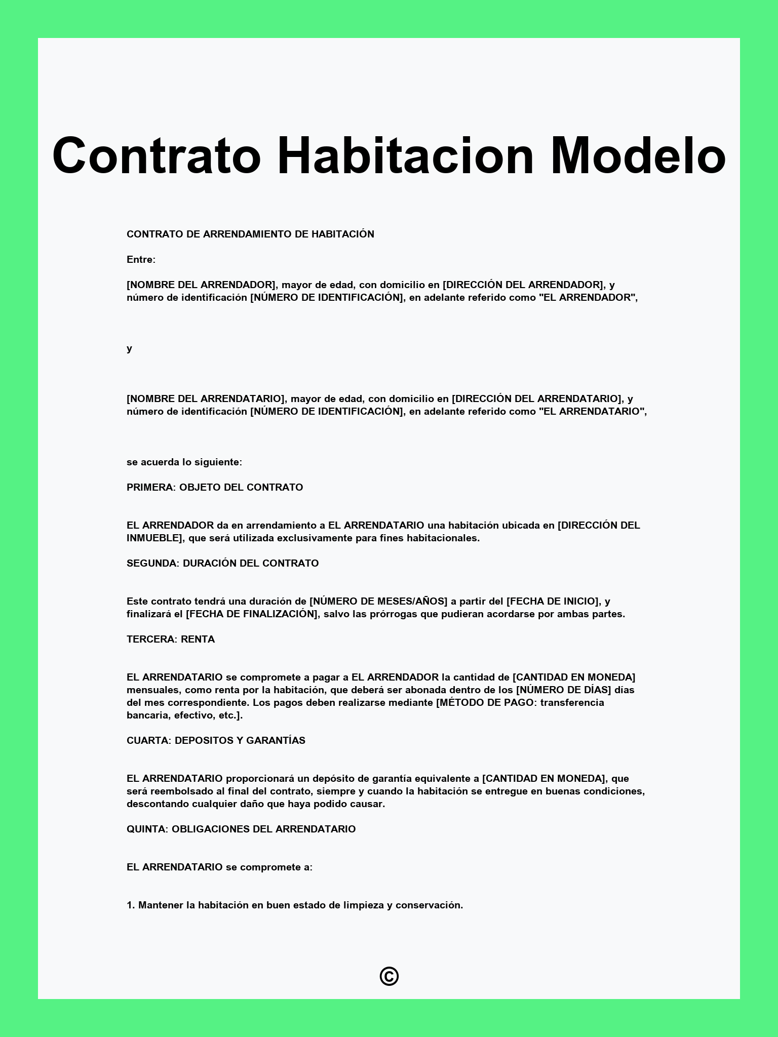 Contrato Habitacion Modelo