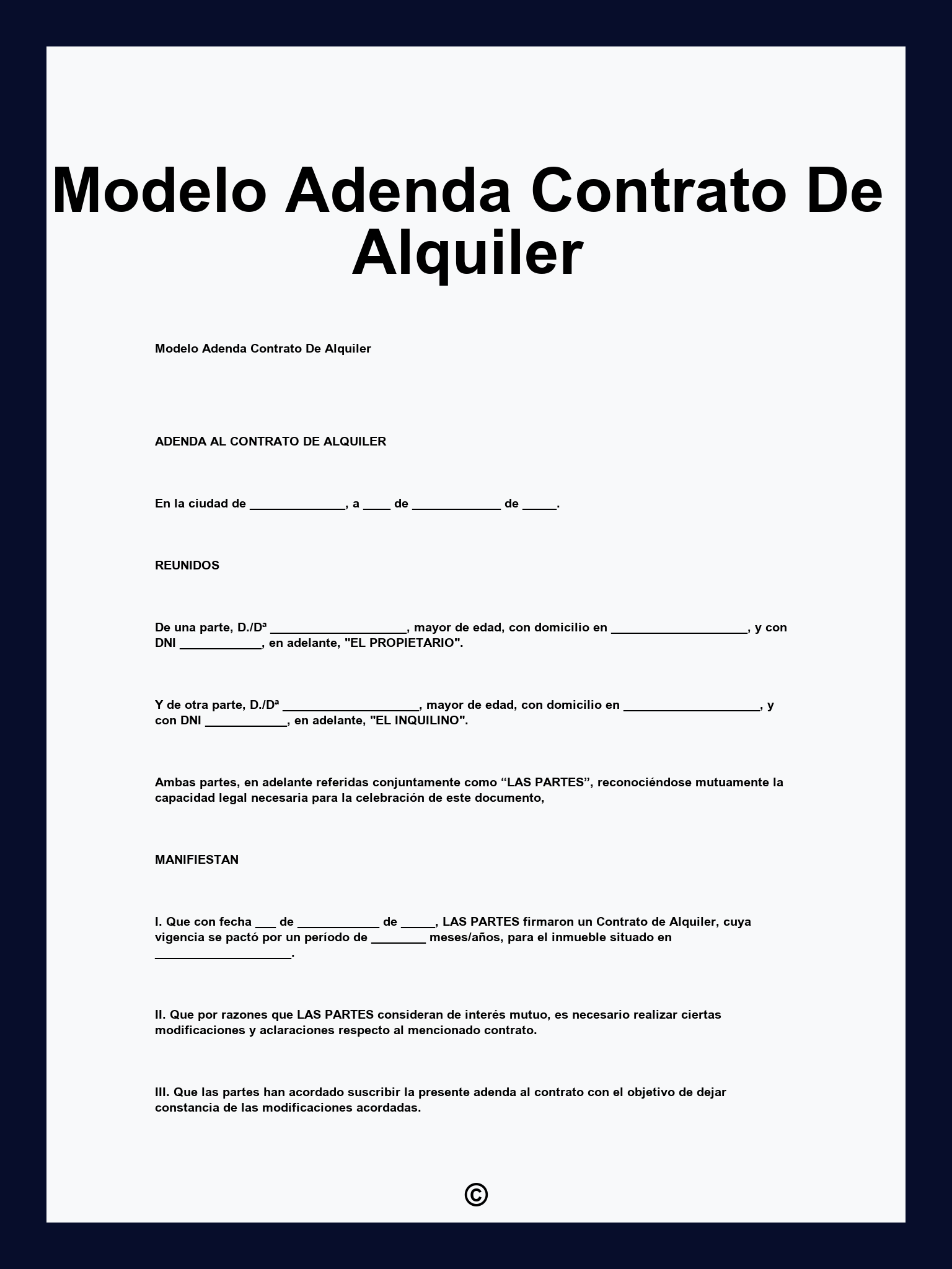 Modelo Adenda Contrato De Alquiler