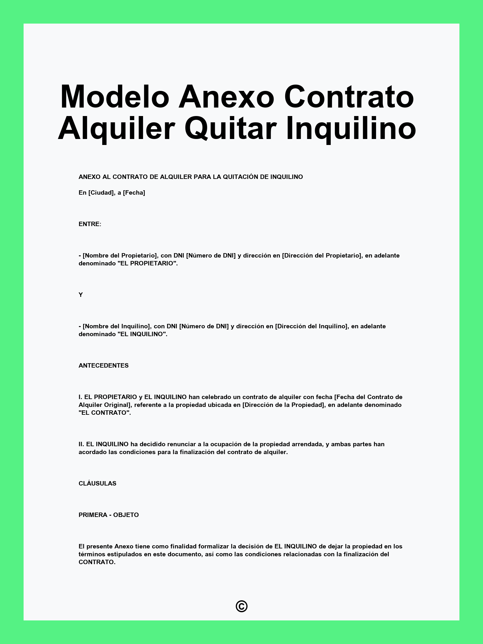 Modelo Anexo Contrato Alquiler Quitar Inquilino