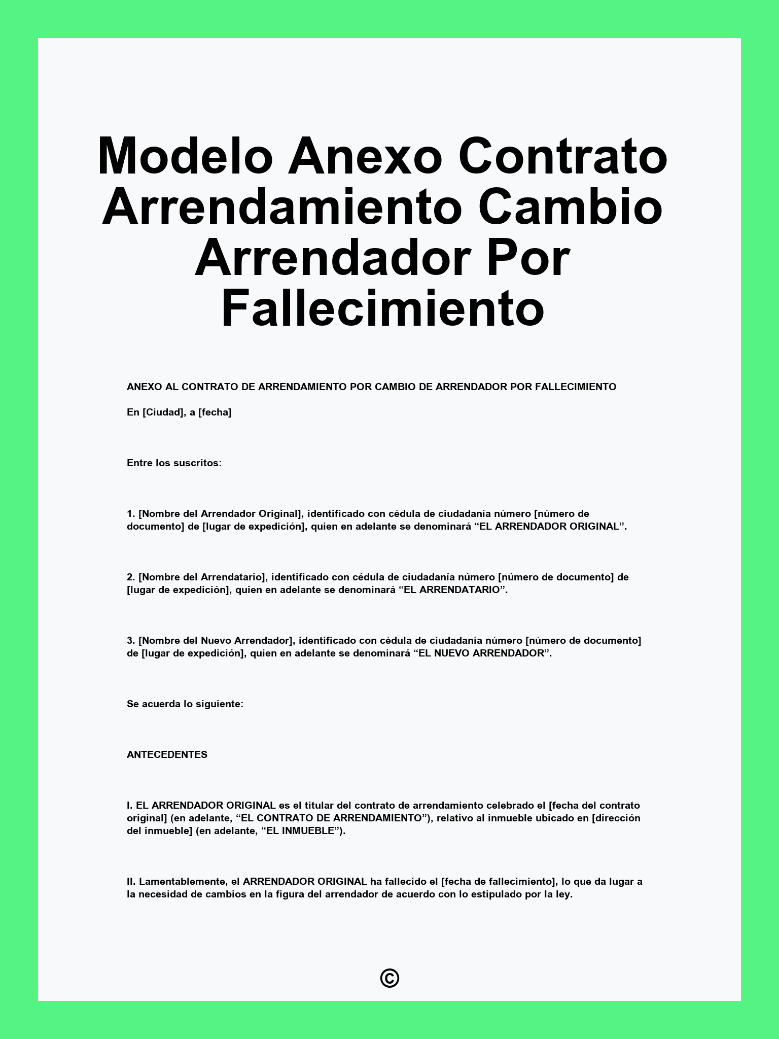 Modelo Anexo Contrato Arrendamiento Cambio Arrendador Por Fallecimiento