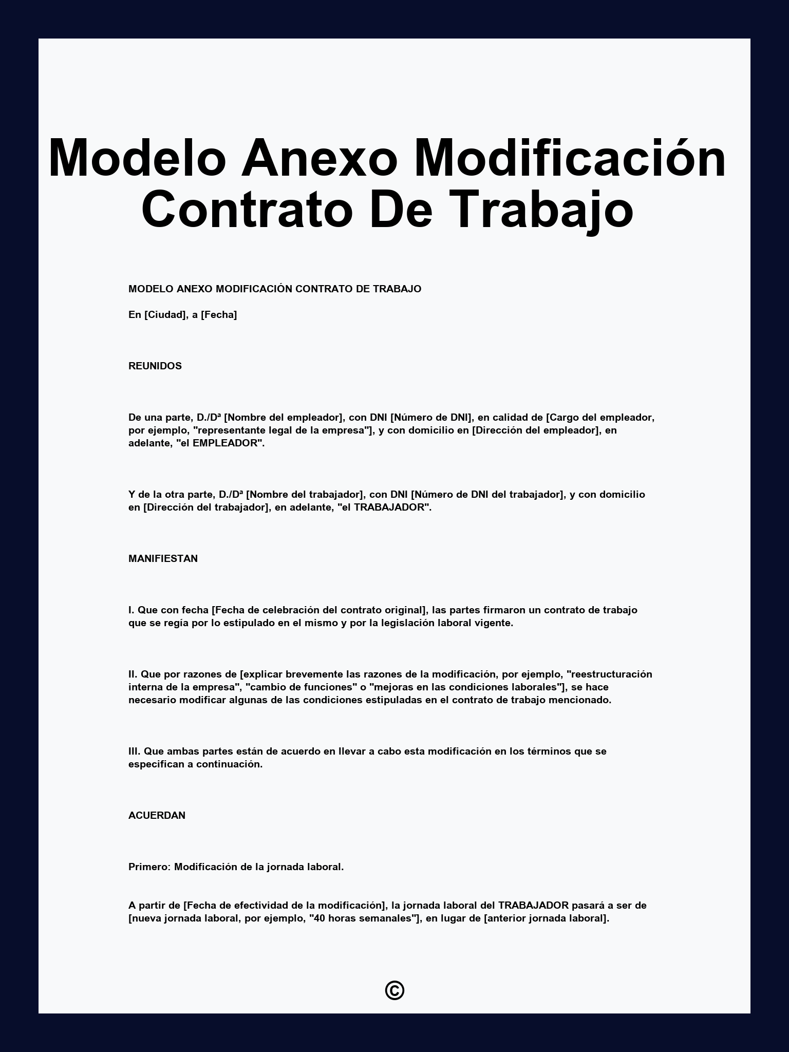 Modelo Anexo Modificación Contrato De Trabajo