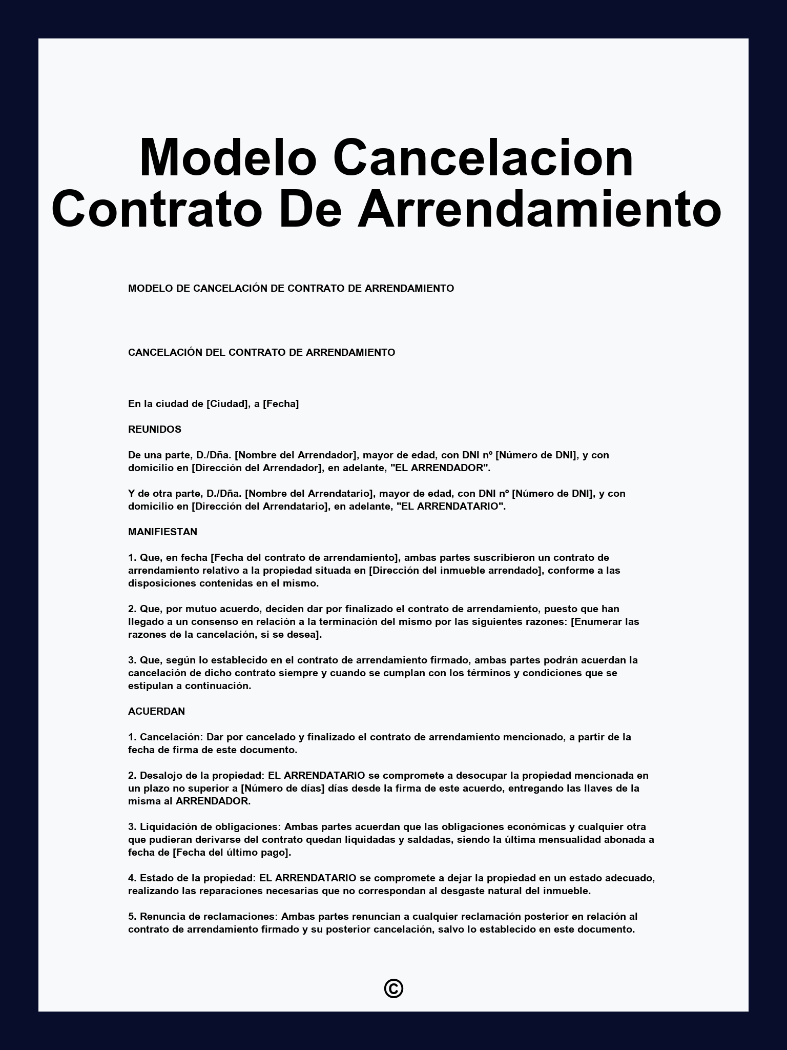 Modelo Cancelacion Contrato De Arrendamiento