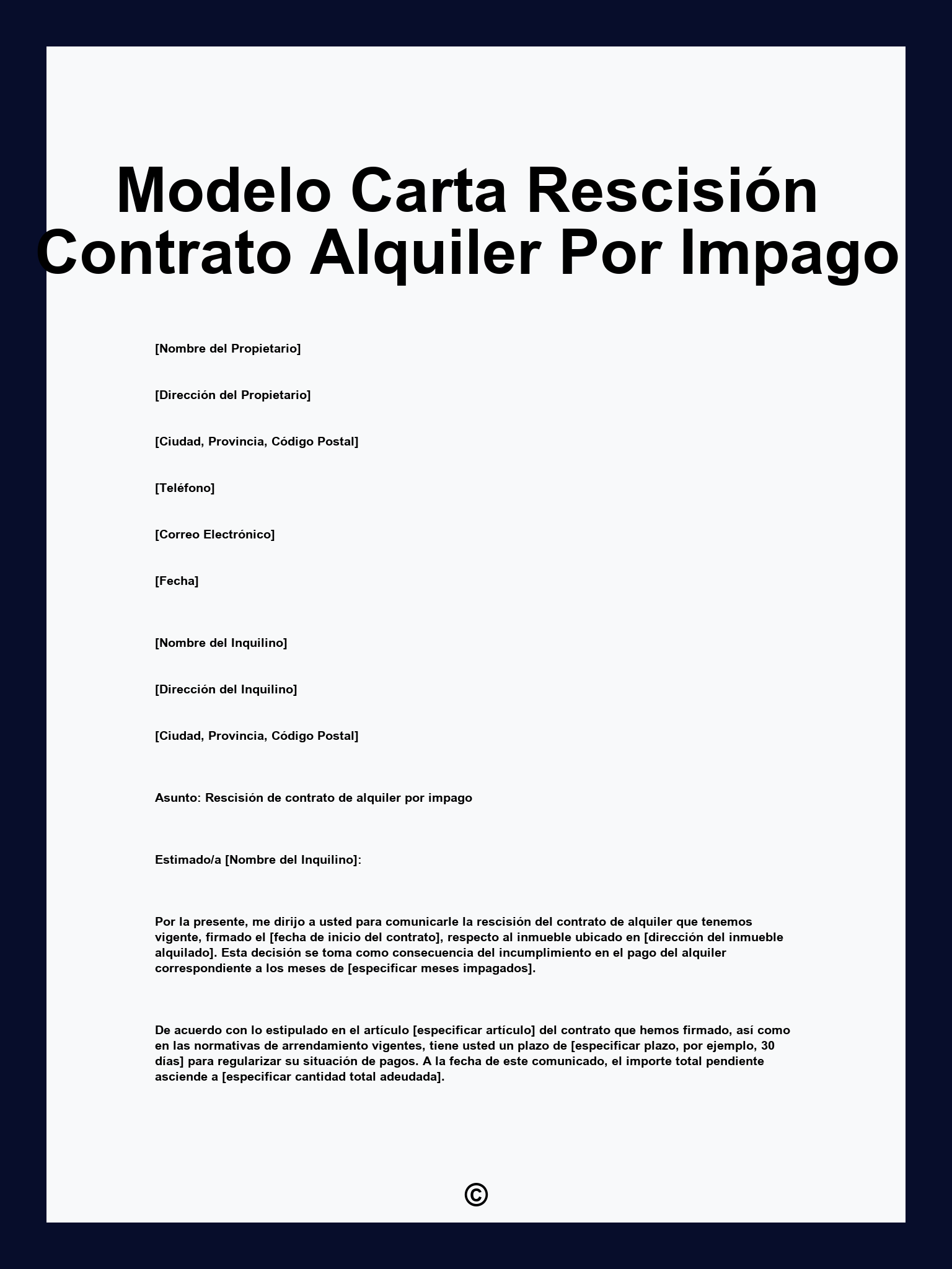 Modelo Carta Rescisión Contrato Alquiler Por Impago