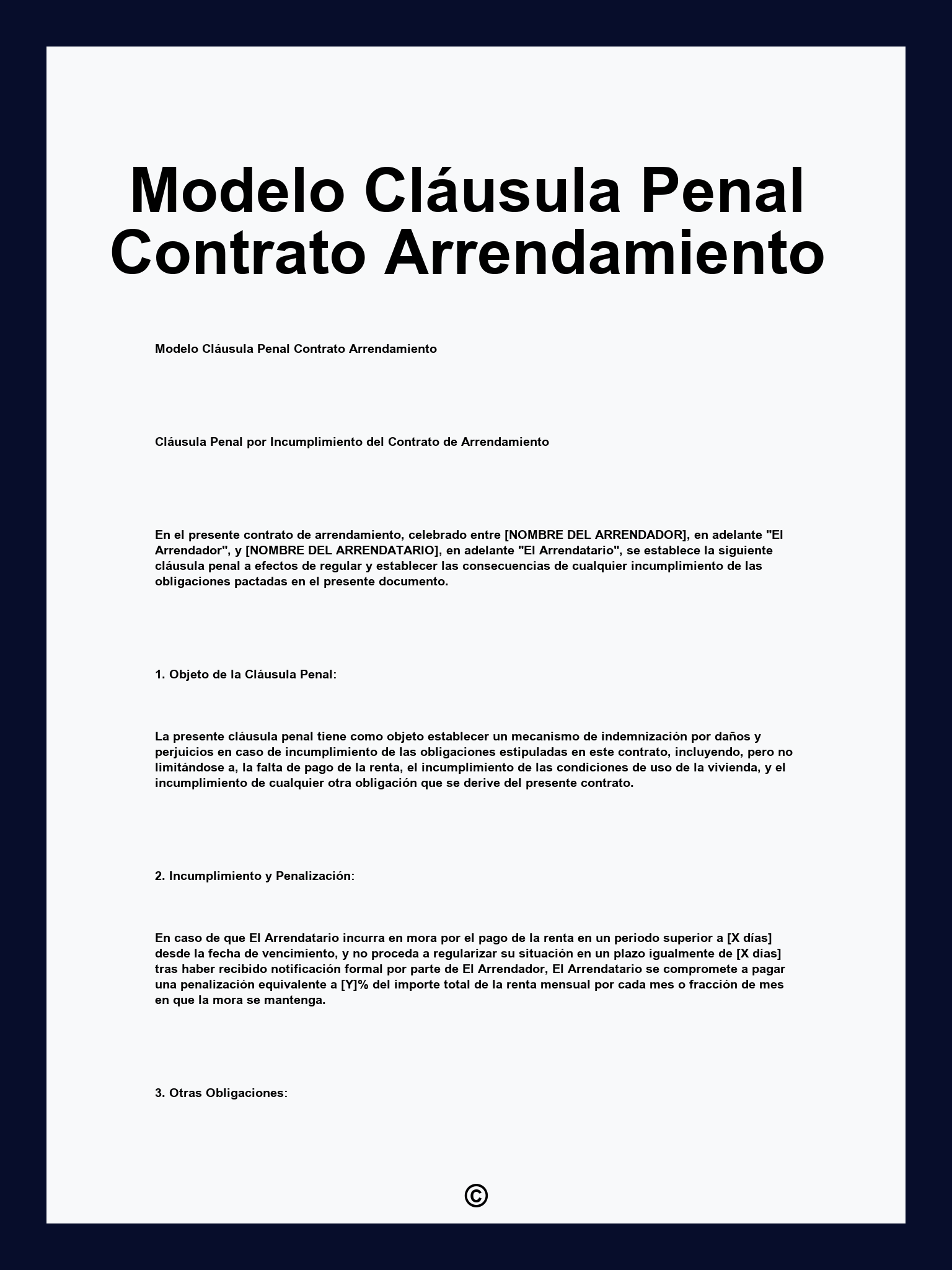 Modelo Cláusula Penal Contrato Arrendamiento