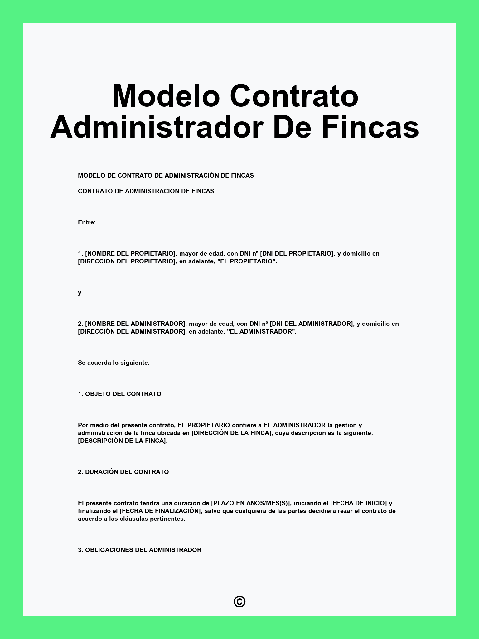 Modelo Contrato Administrador De Fincas