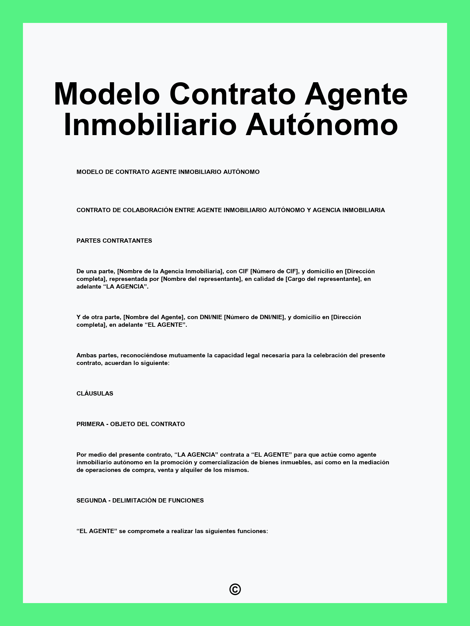 Modelo Contrato Agente Inmobiliario Autónomo