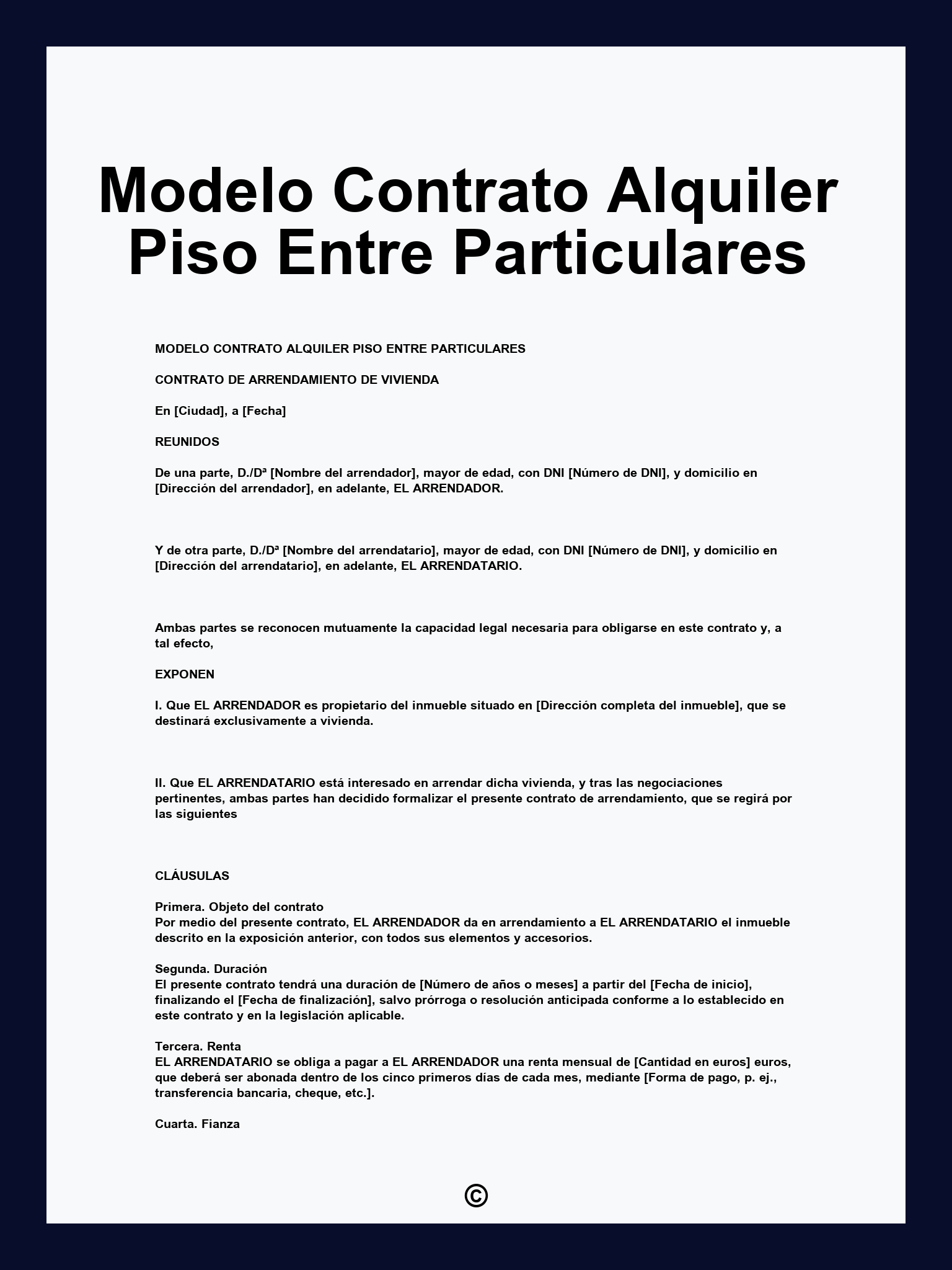 Modelo Contrato Alquiler Piso Entre Particulares