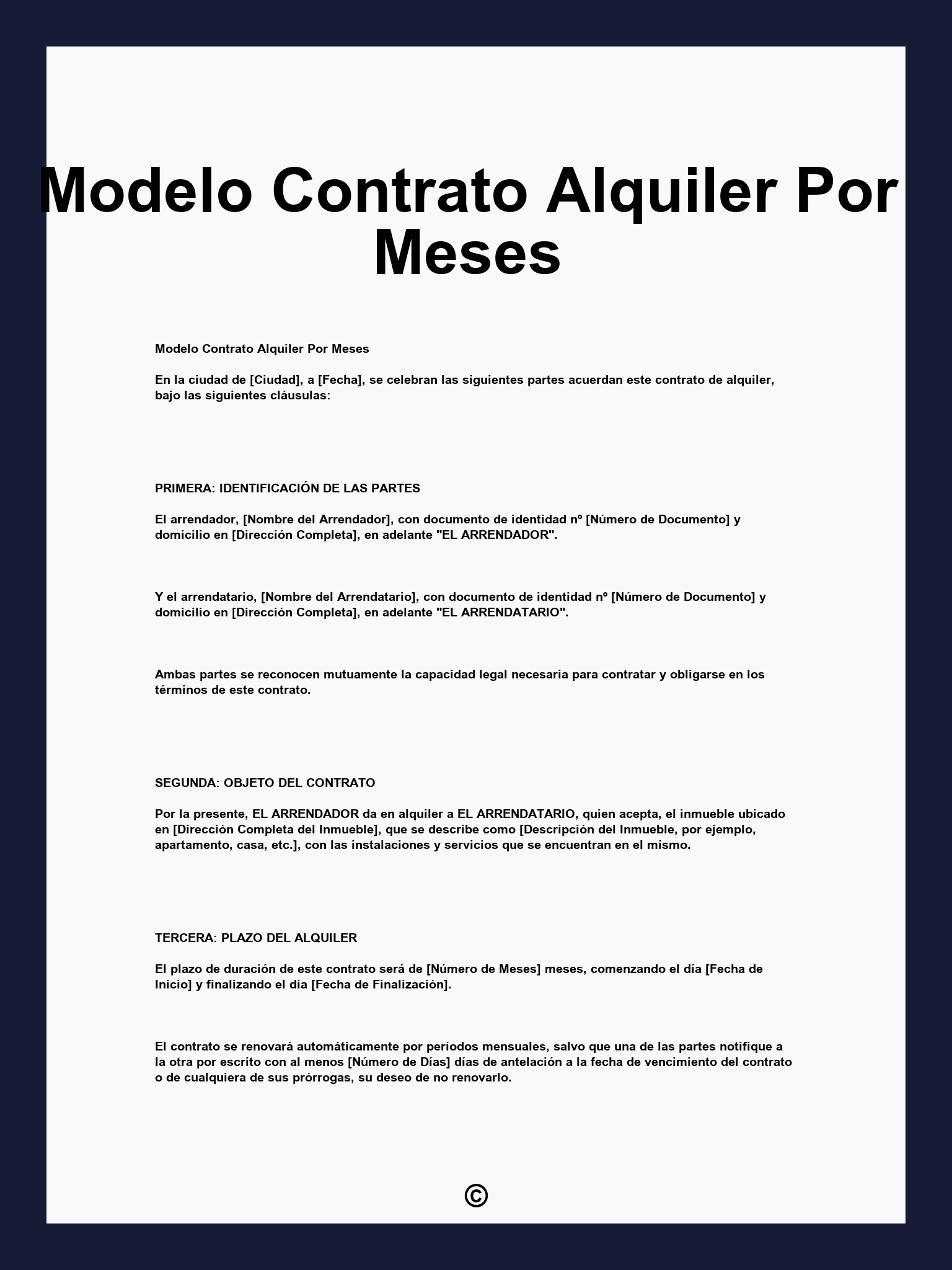 Modelo Contrato Alquiler Por Meses