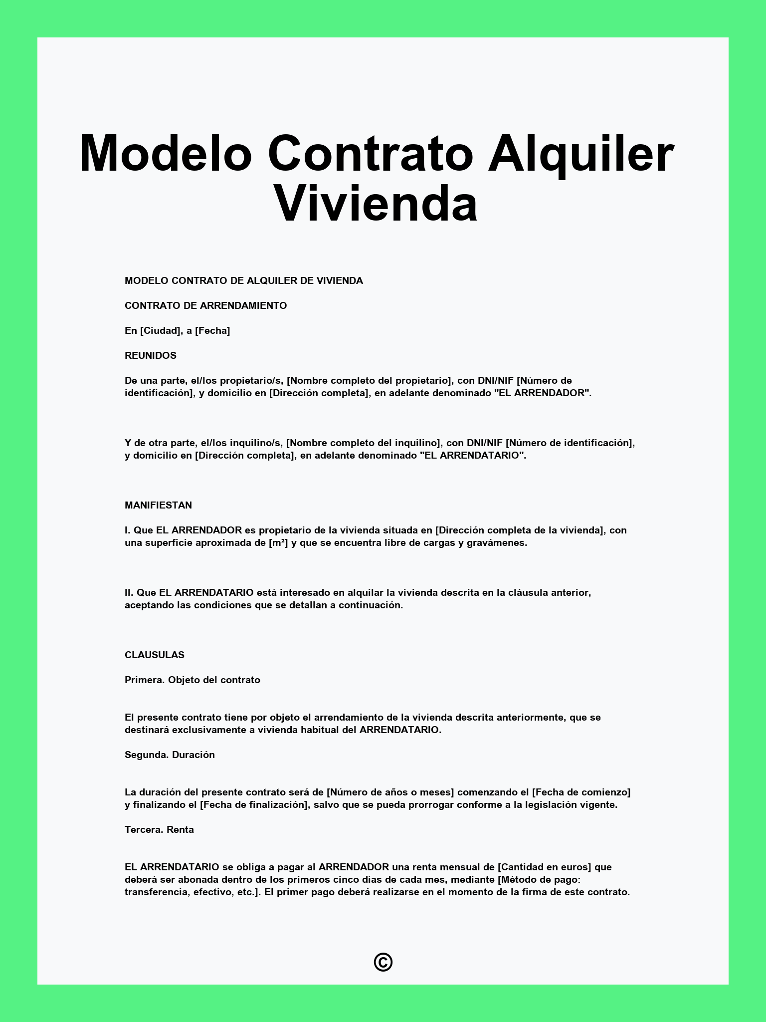 Modelo Contrato Alquiler Vivienda
