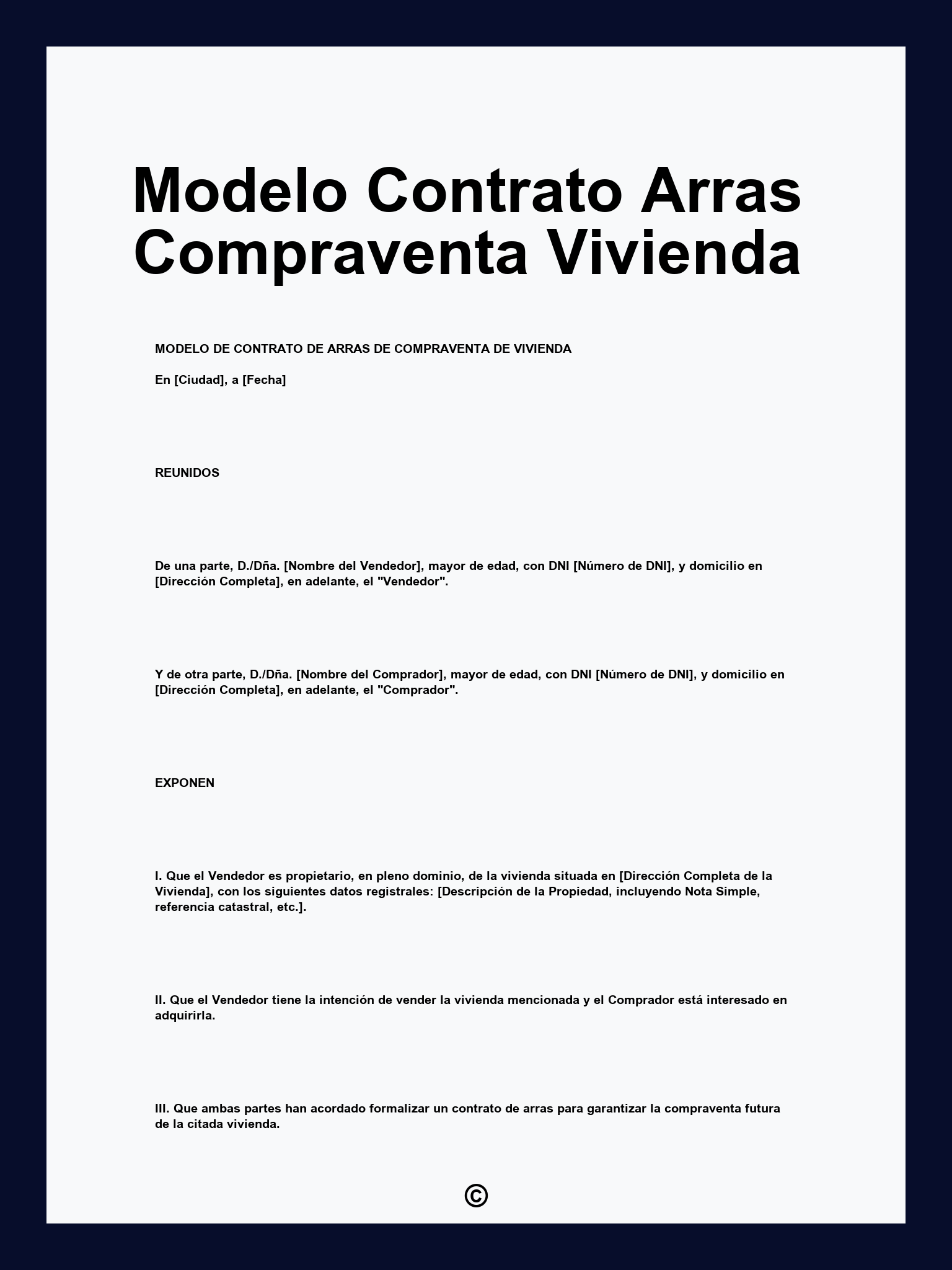 Modelo Contrato Arras Compraventa Vivienda