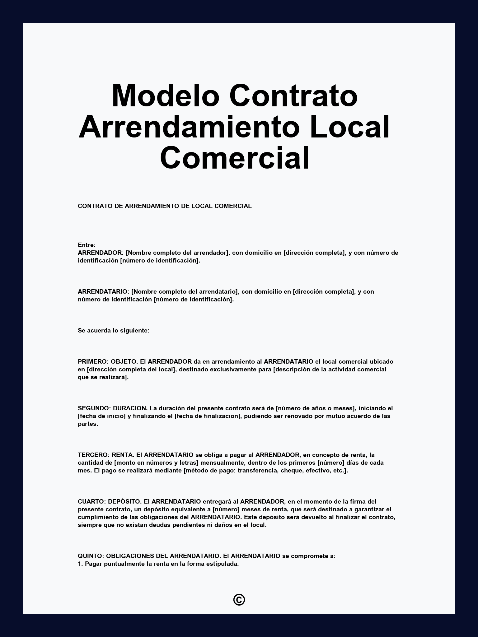Modelo Contrato Arrendamiento Local Comercial