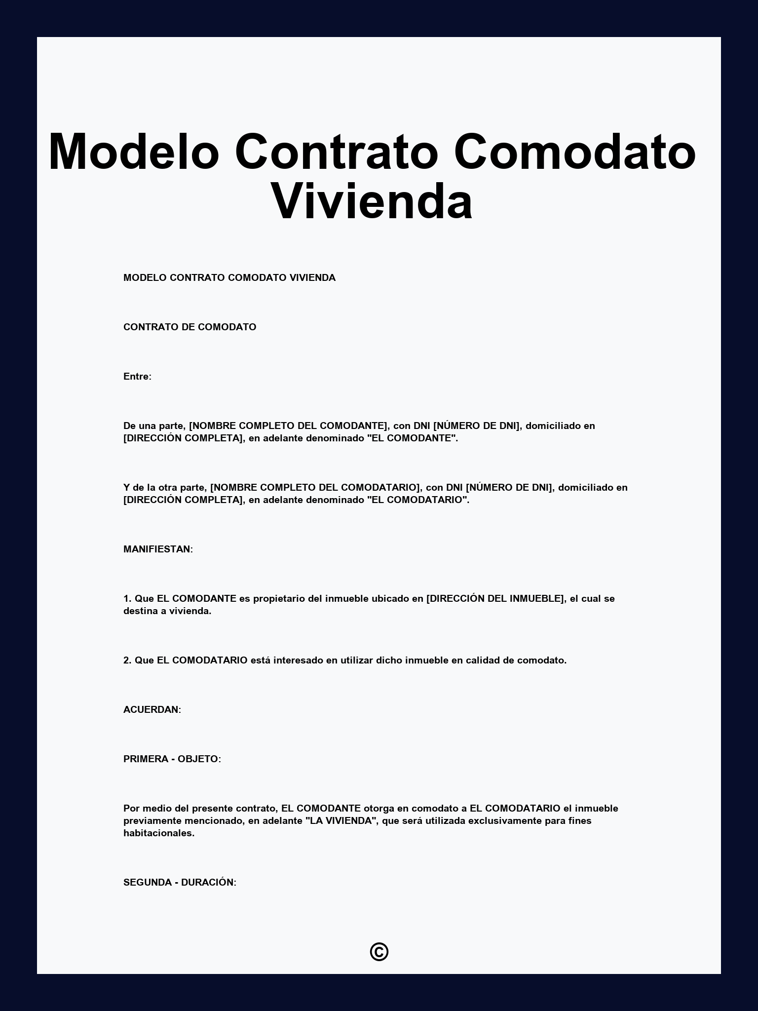 Modelo Contrato Comodato Vivienda