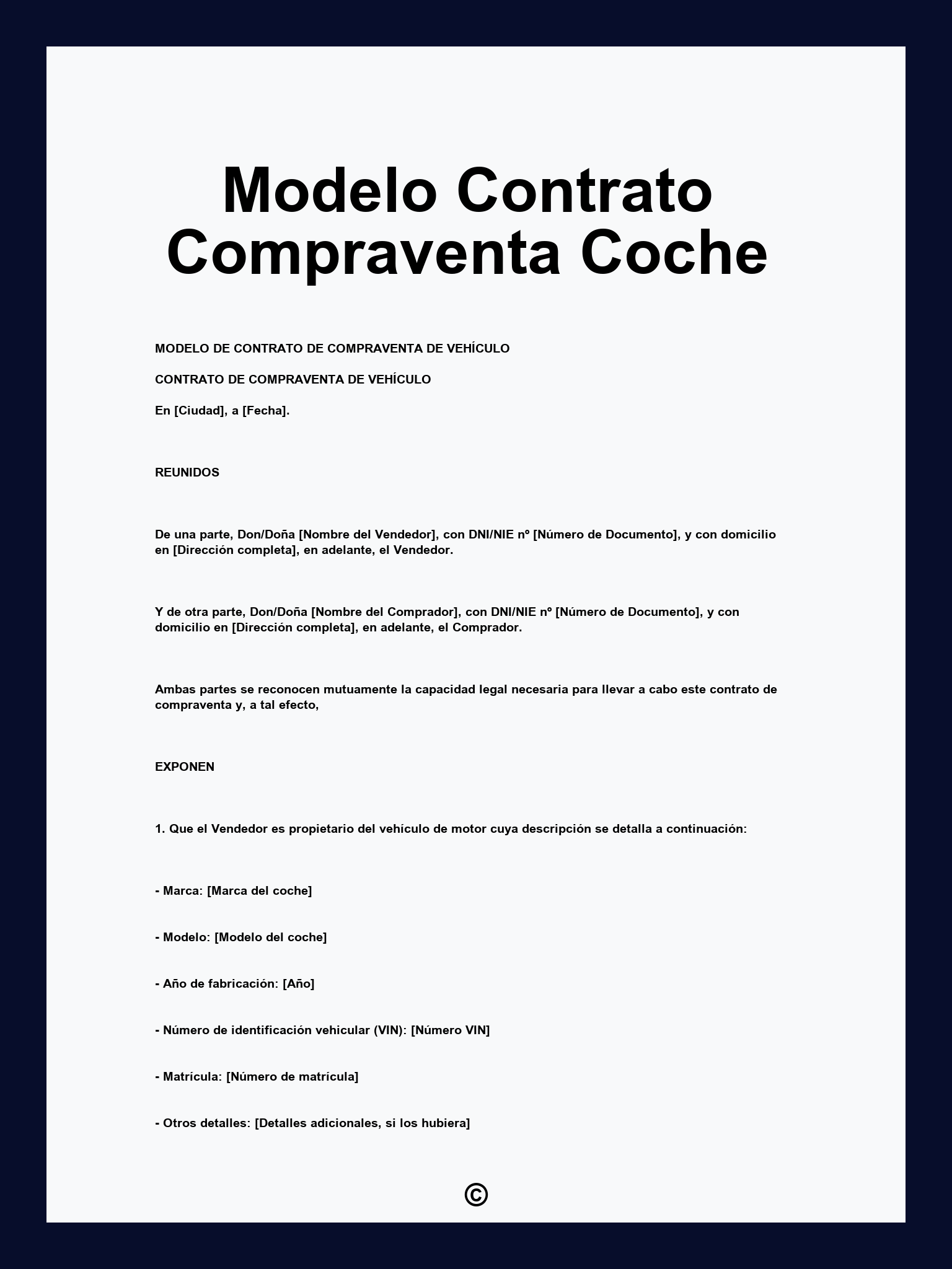 Modelo Contrato Compraventa Coche