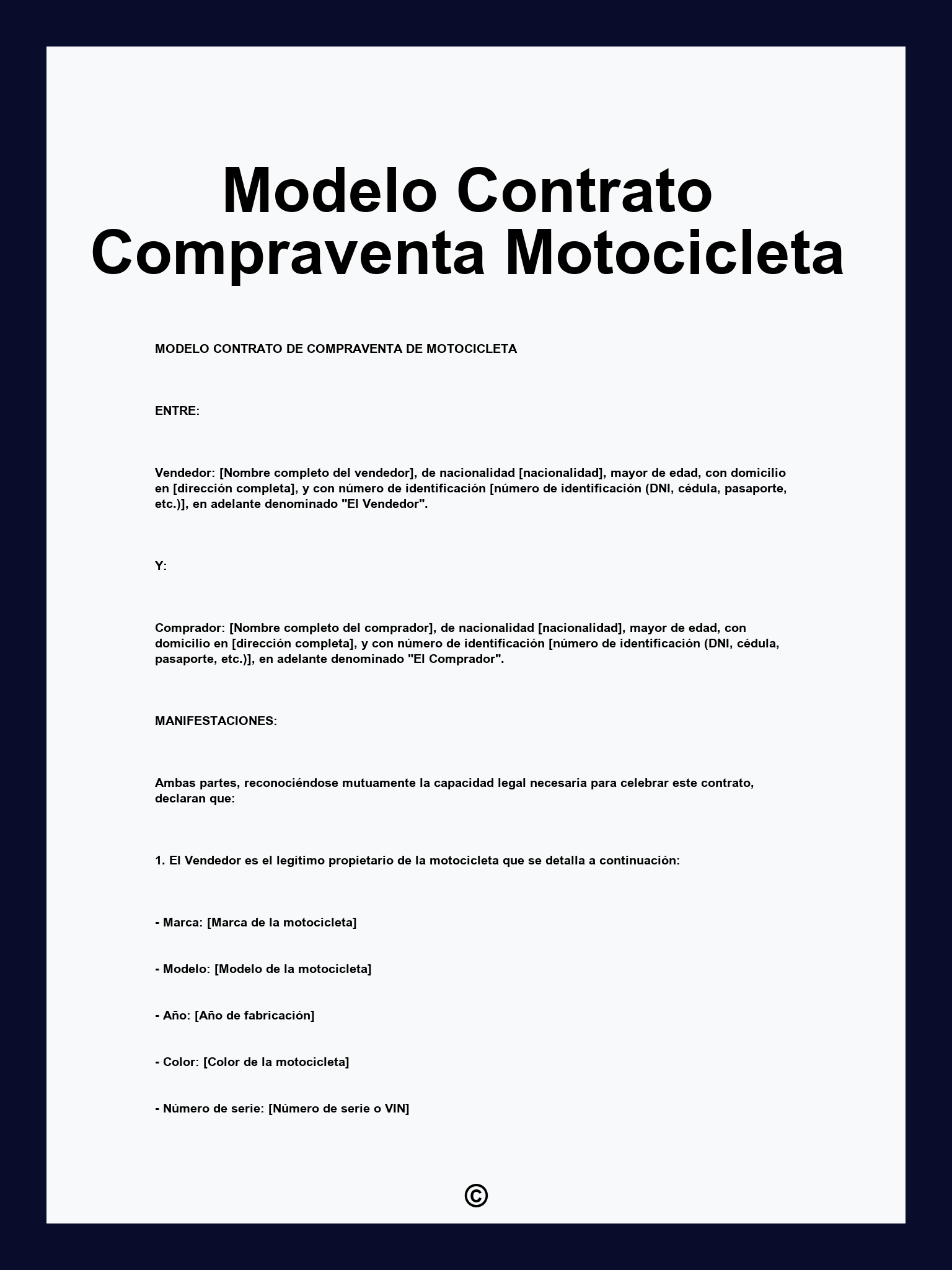 Modelo Contrato Compraventa Motocicleta