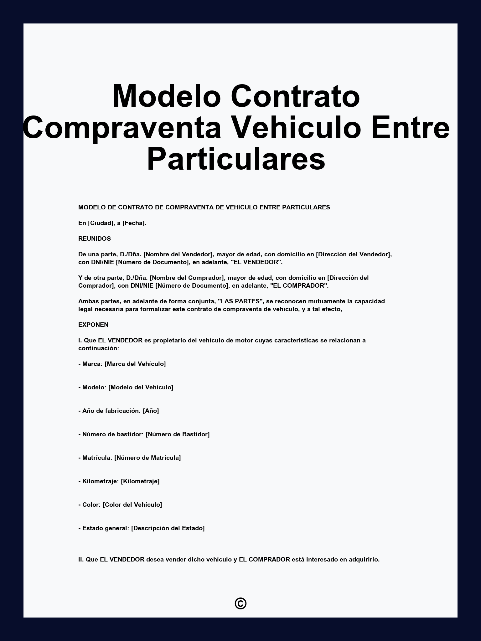 Modelo Contrato Compraventa Vehiculo Entre Particulares