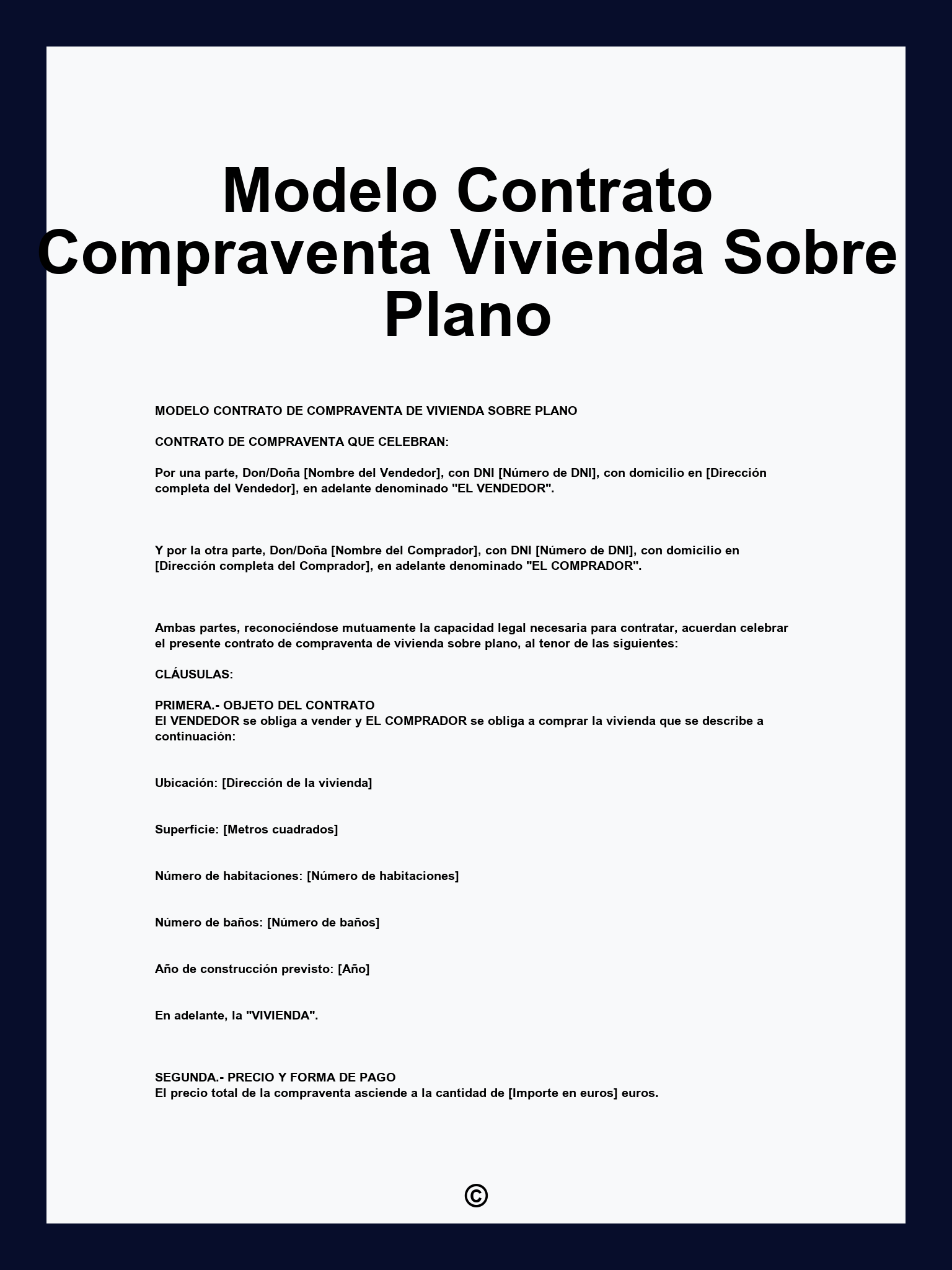 Modelo Contrato Compraventa Vivienda Sobre Plano