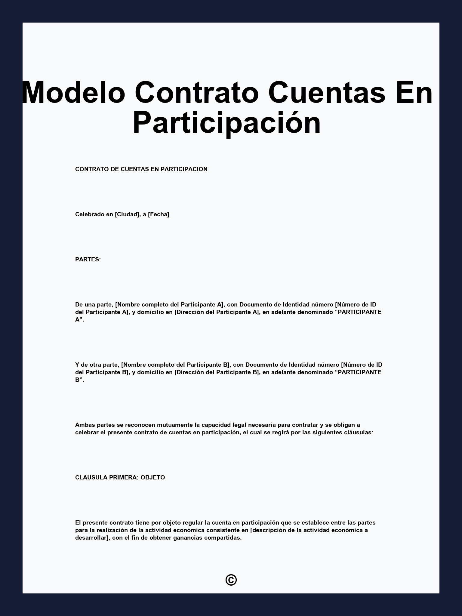Modelo Contrato Cuentas En Participación