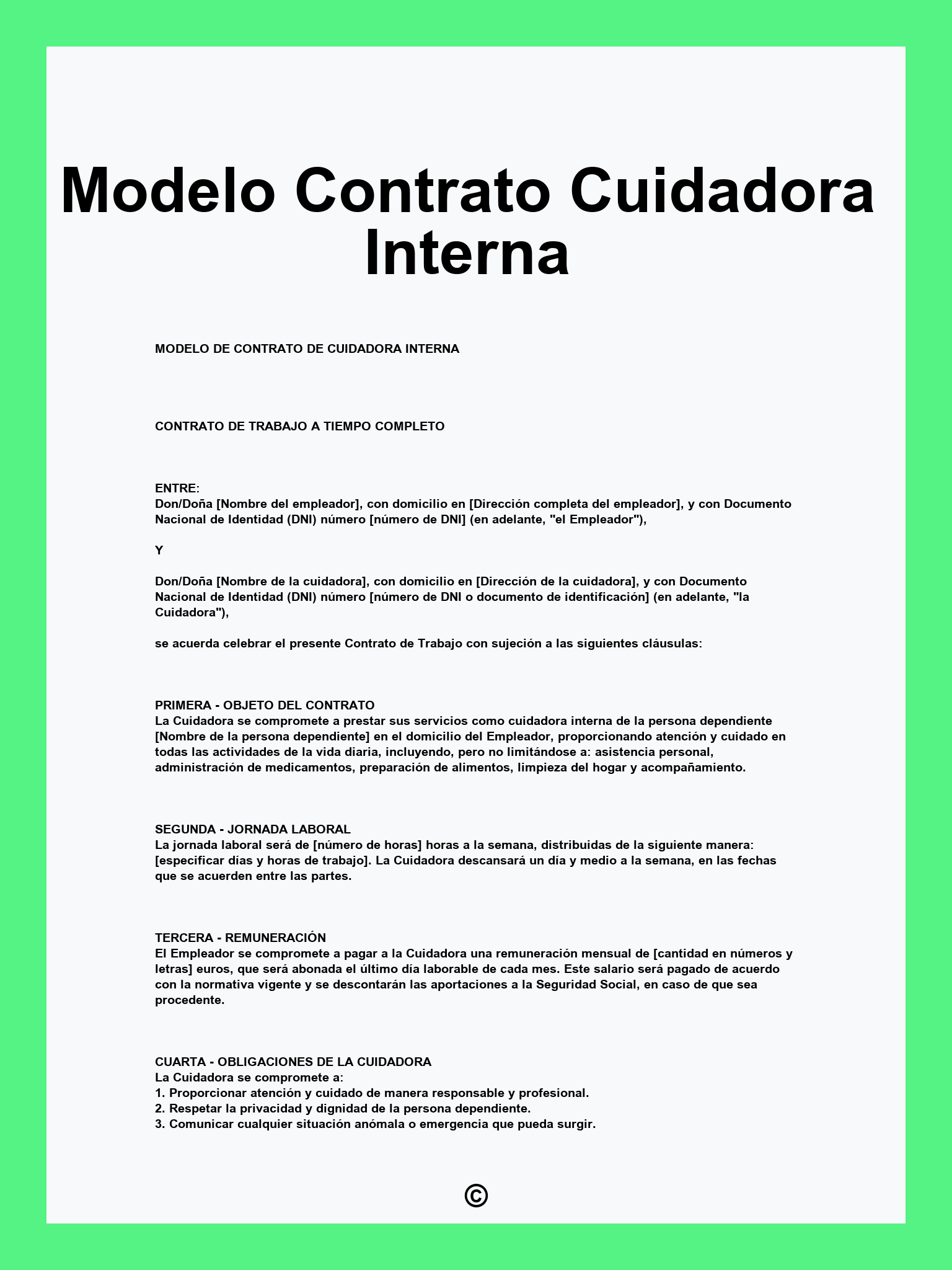 Modelo Contrato Cuidadora Interna