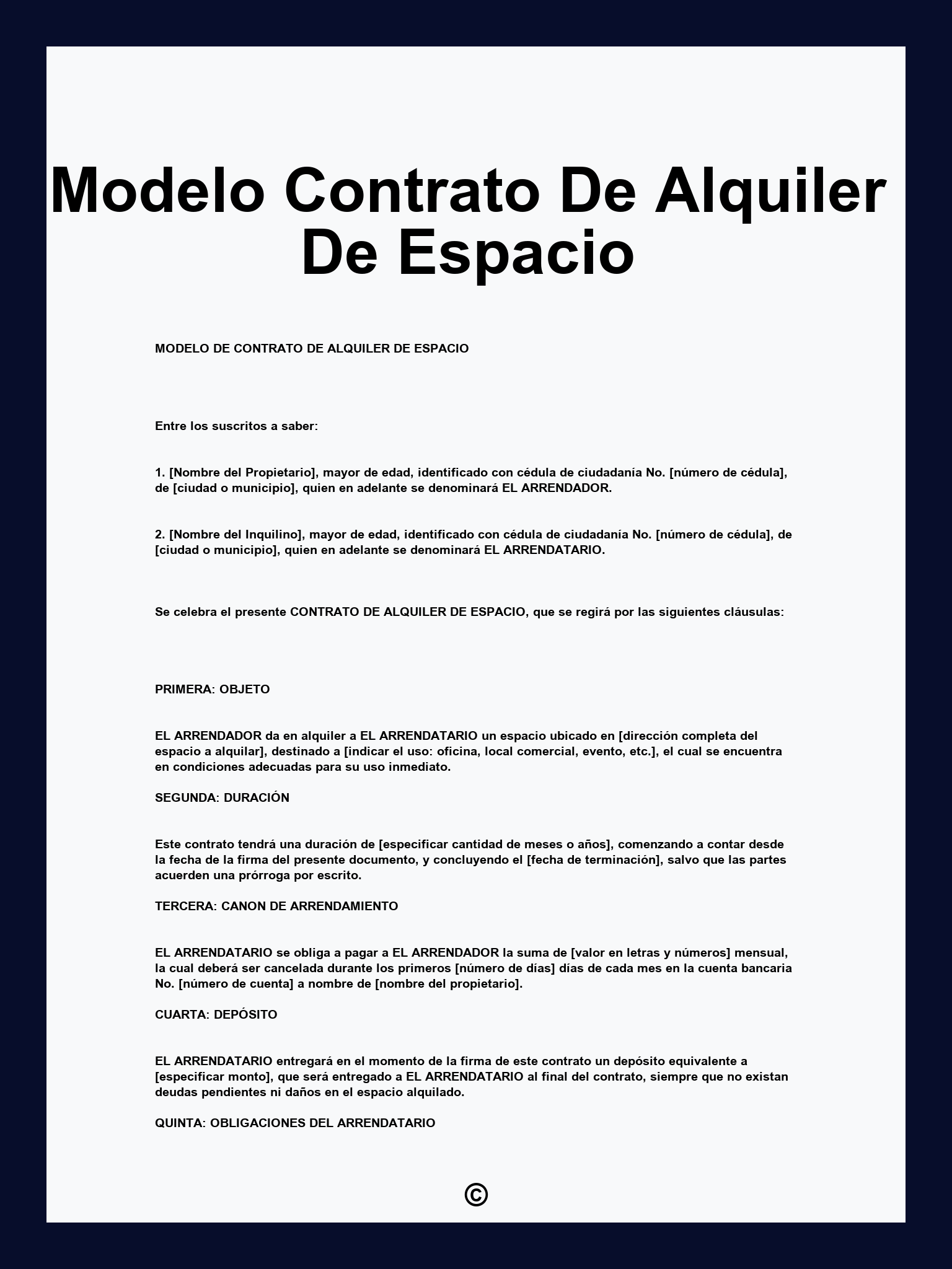 Modelo Contrato De Alquiler De Espacio