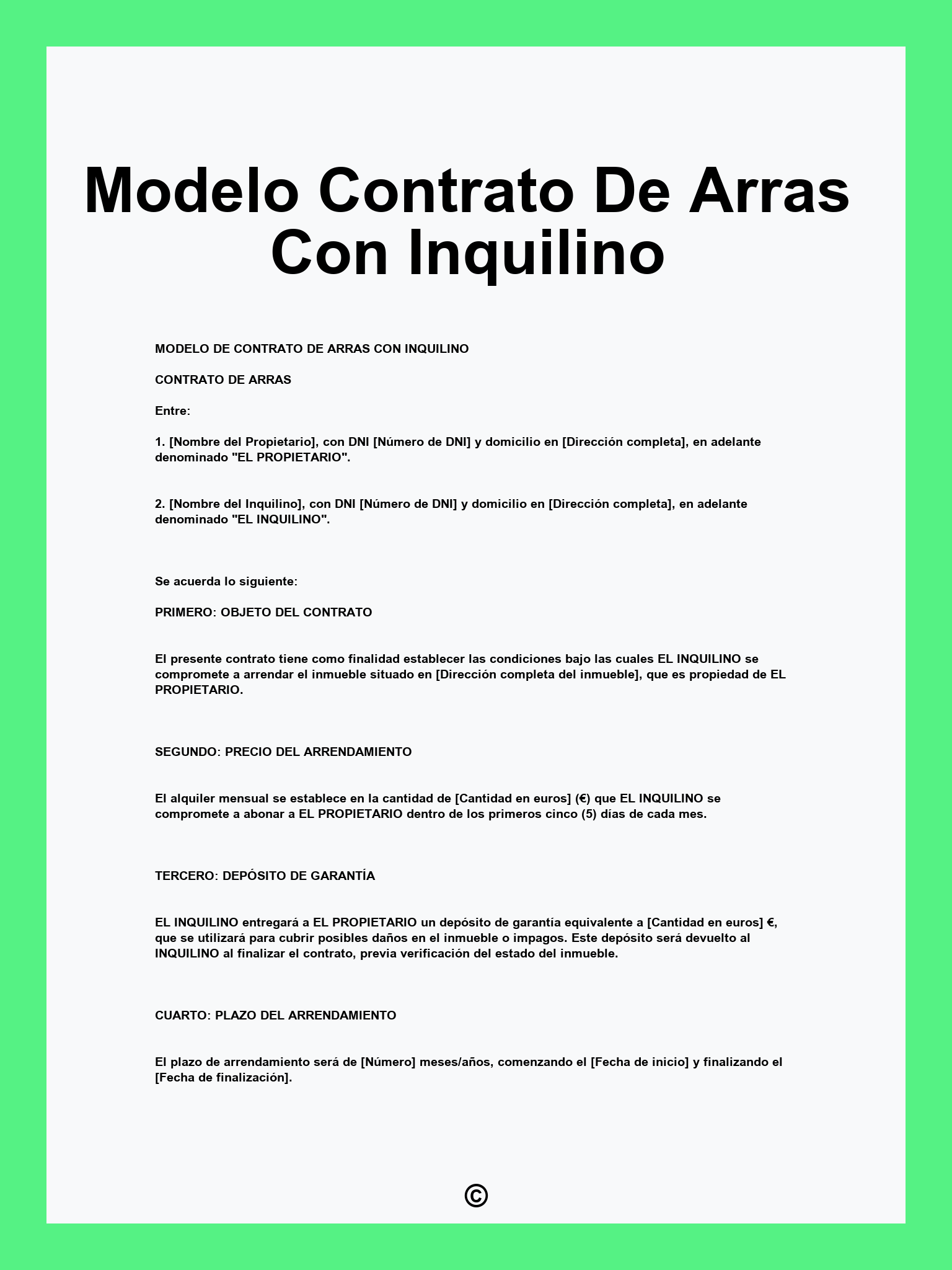 Modelo Contrato De Arras Con Inquilino