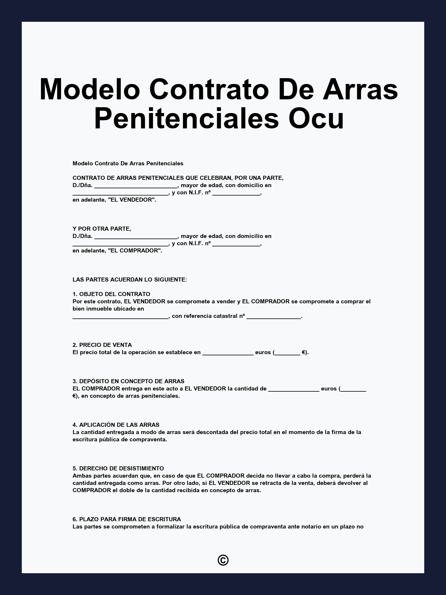Modelo Contrato De Arras Penitenciales Ocu