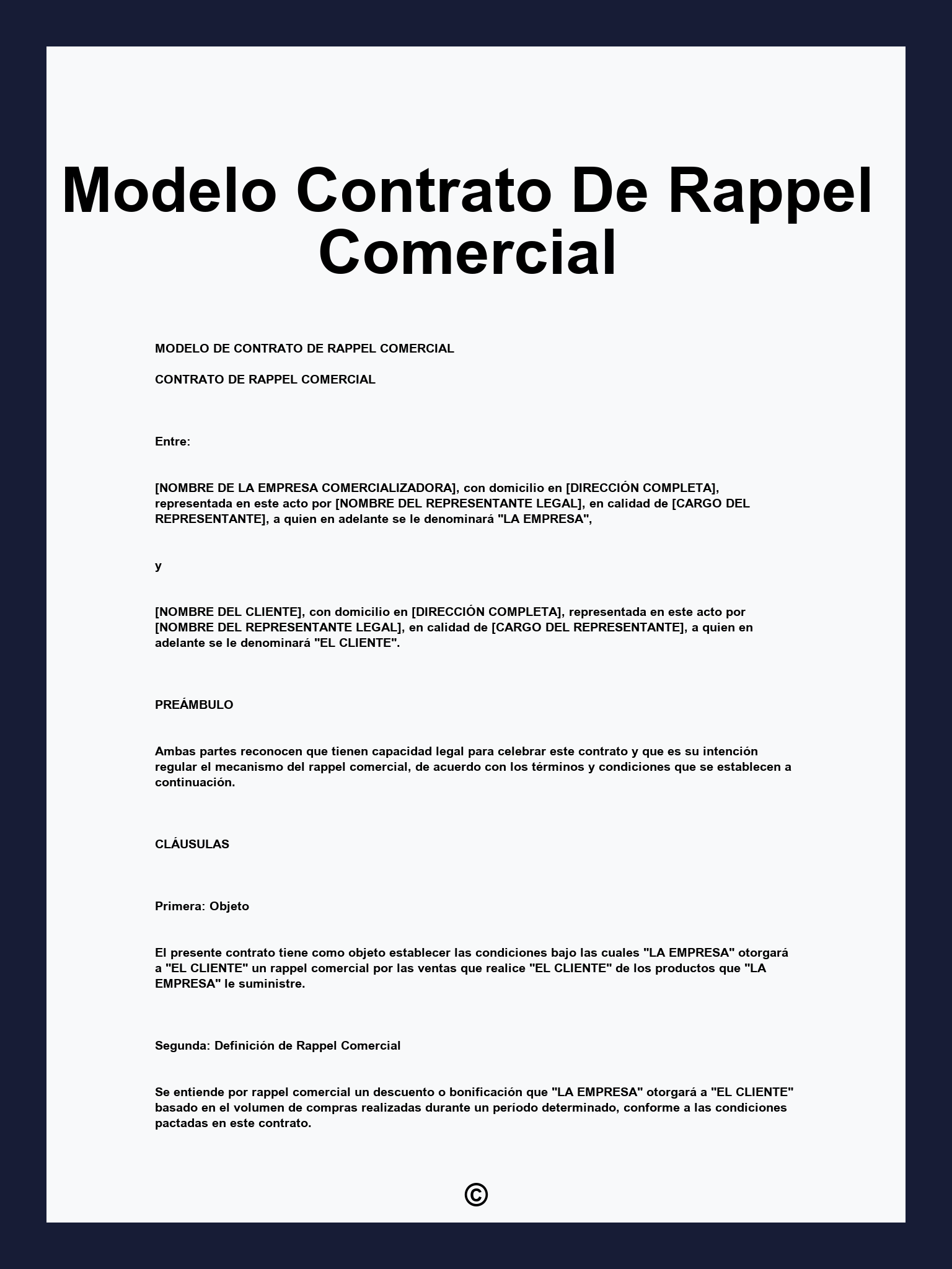 Modelo Contrato De Rappel Comercial