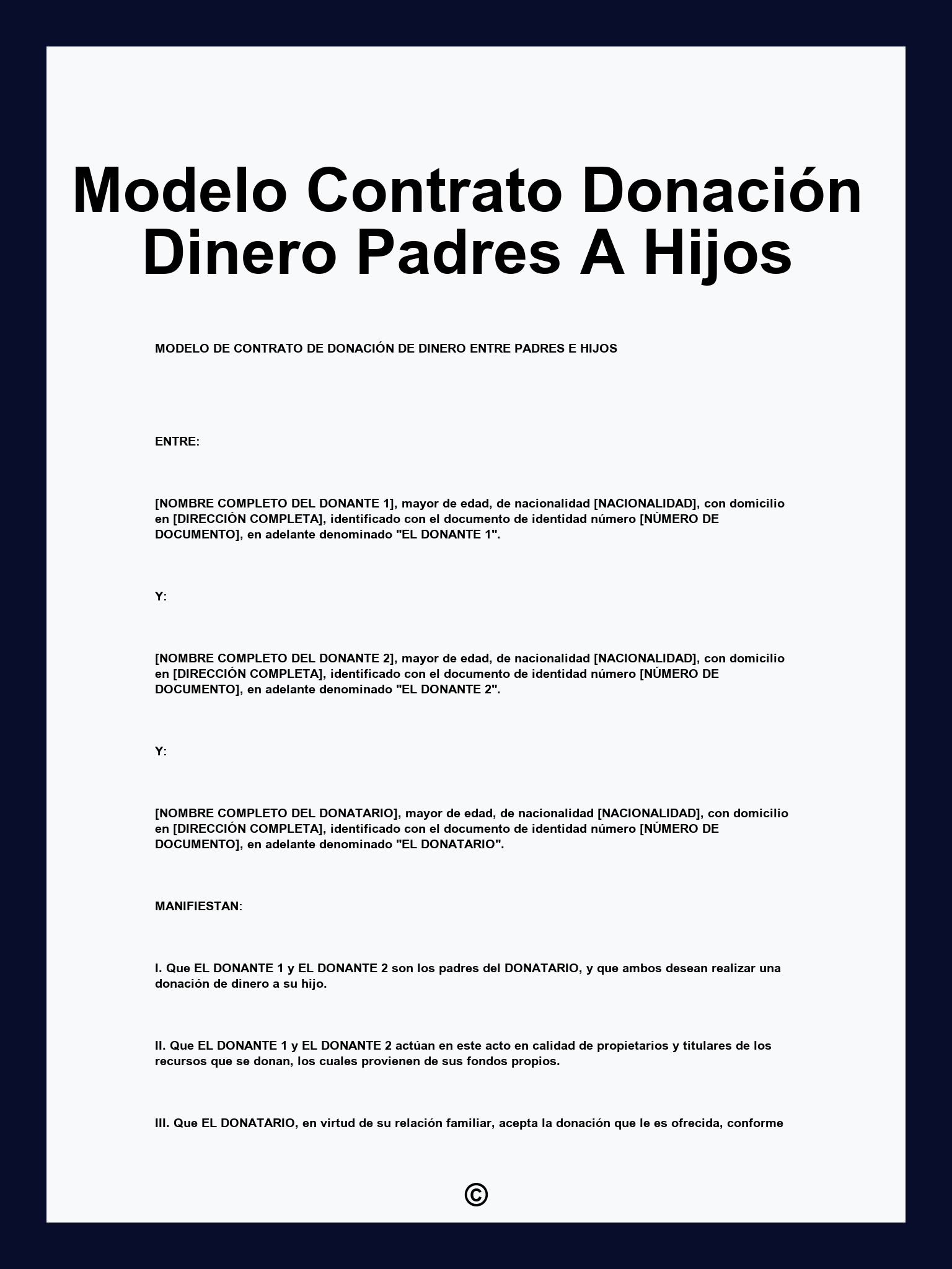 Modelo Contrato Donación Dinero Padres A Hijos