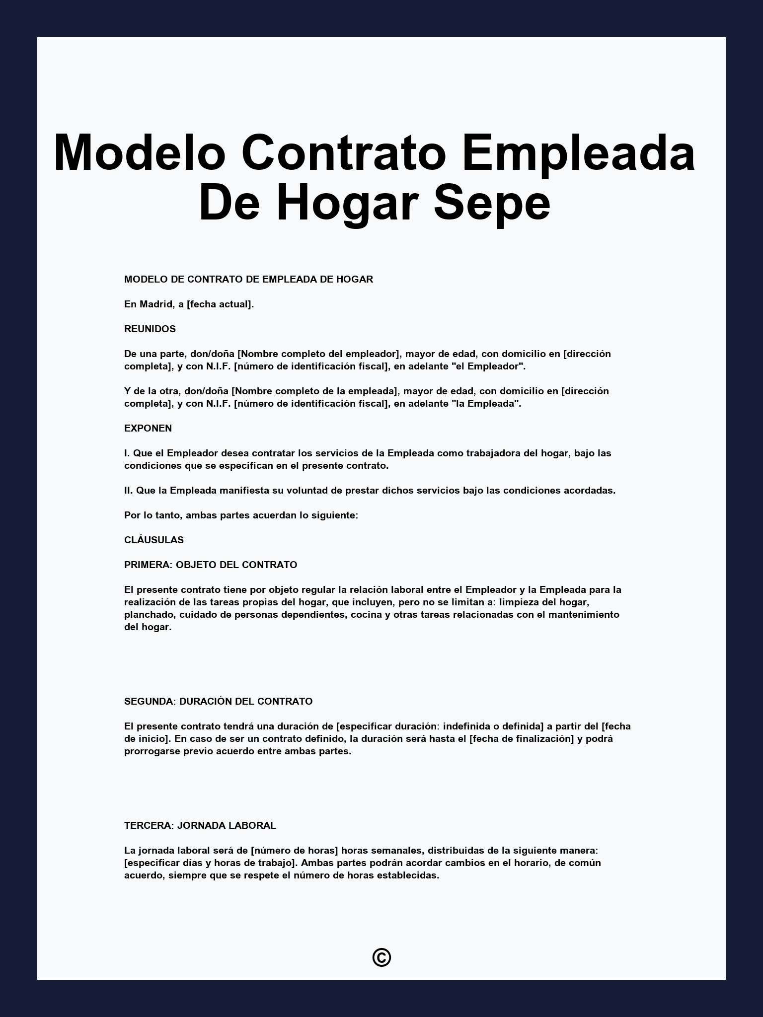 Modelo Contrato Empleada De Hogar Sepe