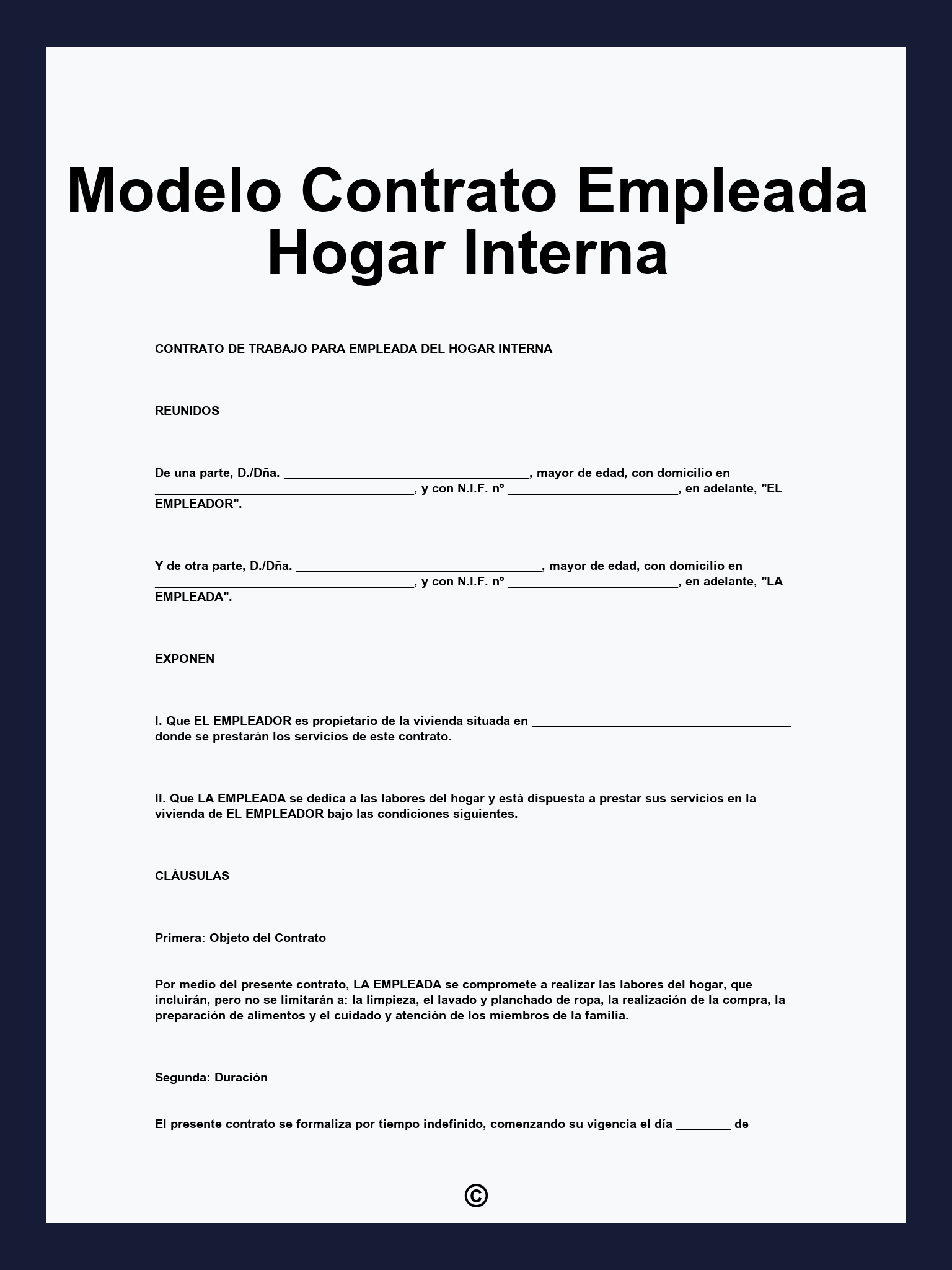 Modelo Contrato Empleada Hogar Interna