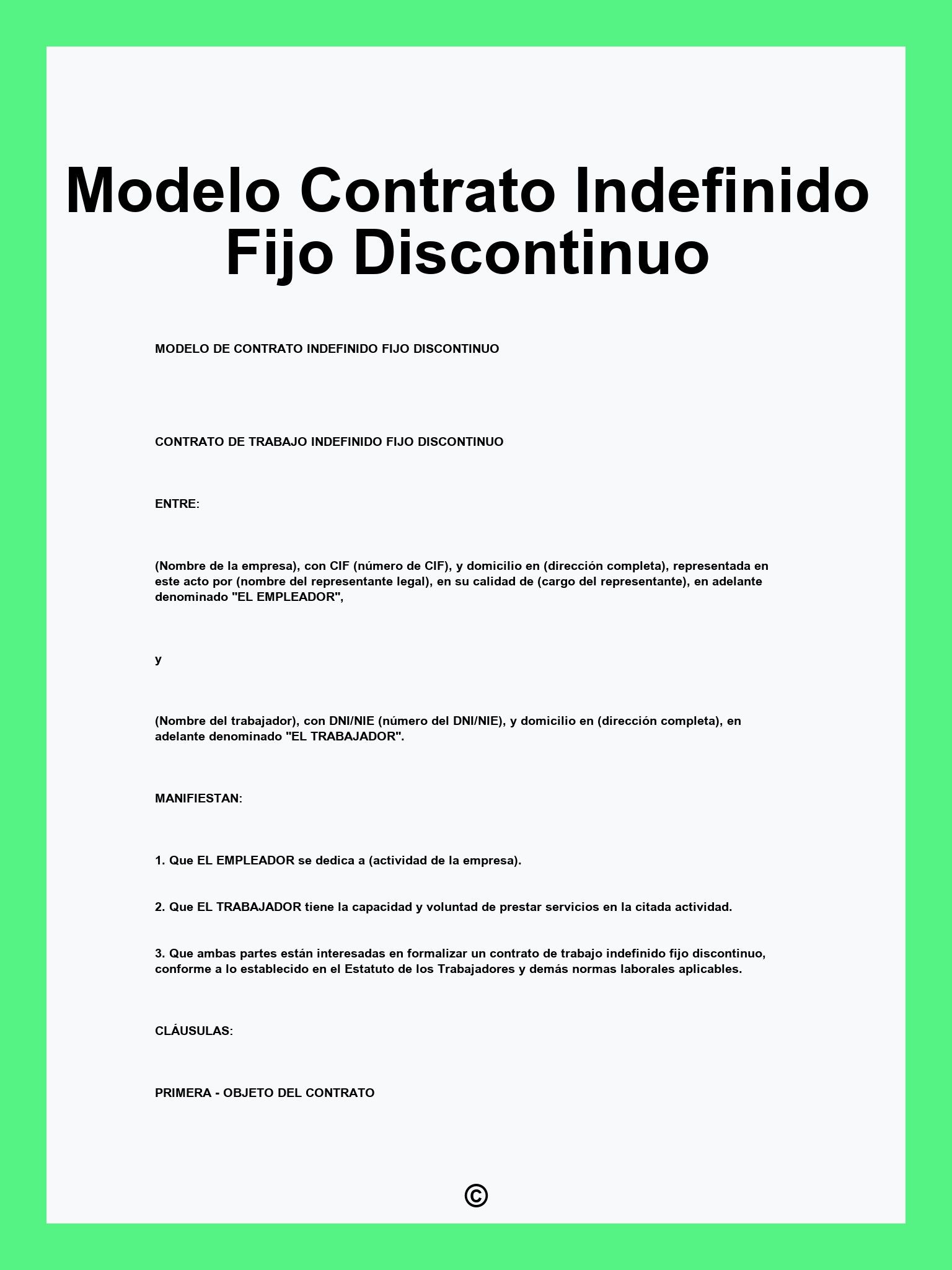 Modelo Contrato Indefinido Fijo Discontinuo