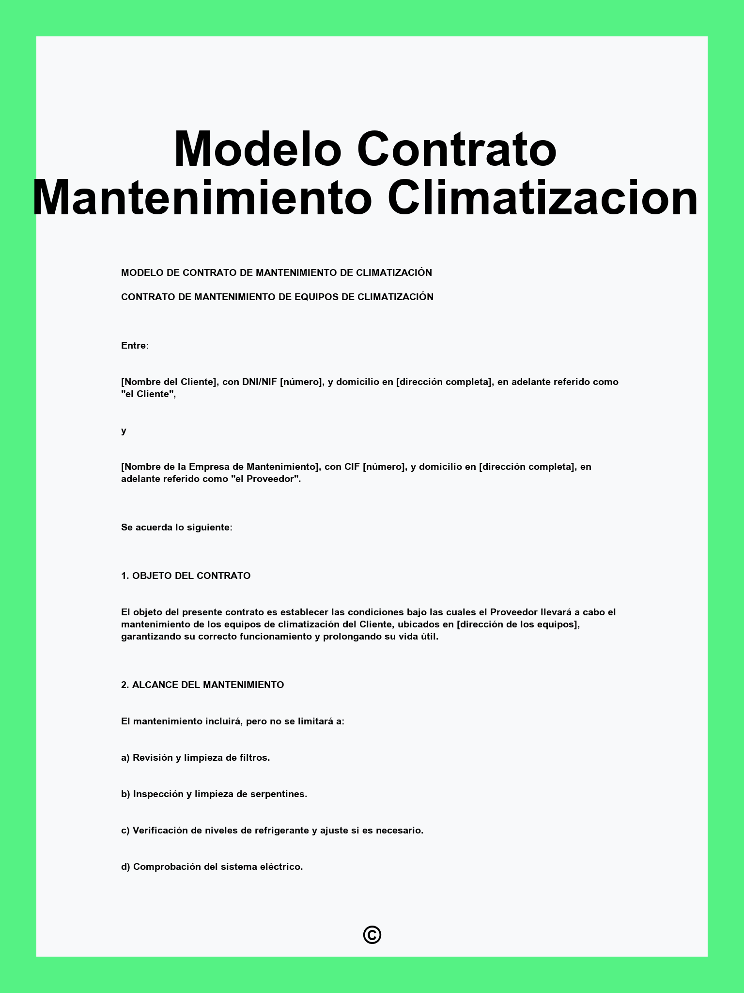 Modelo Contrato Mantenimiento Climatizacion