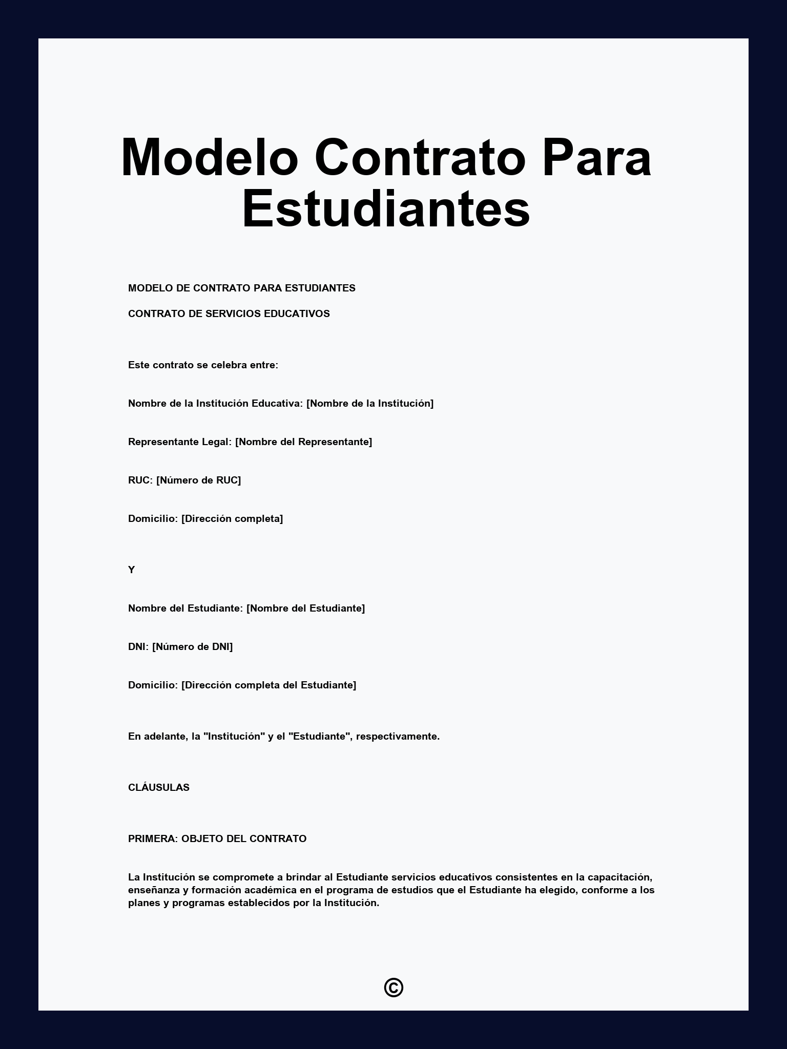 Modelo Contrato Para Estudiantes