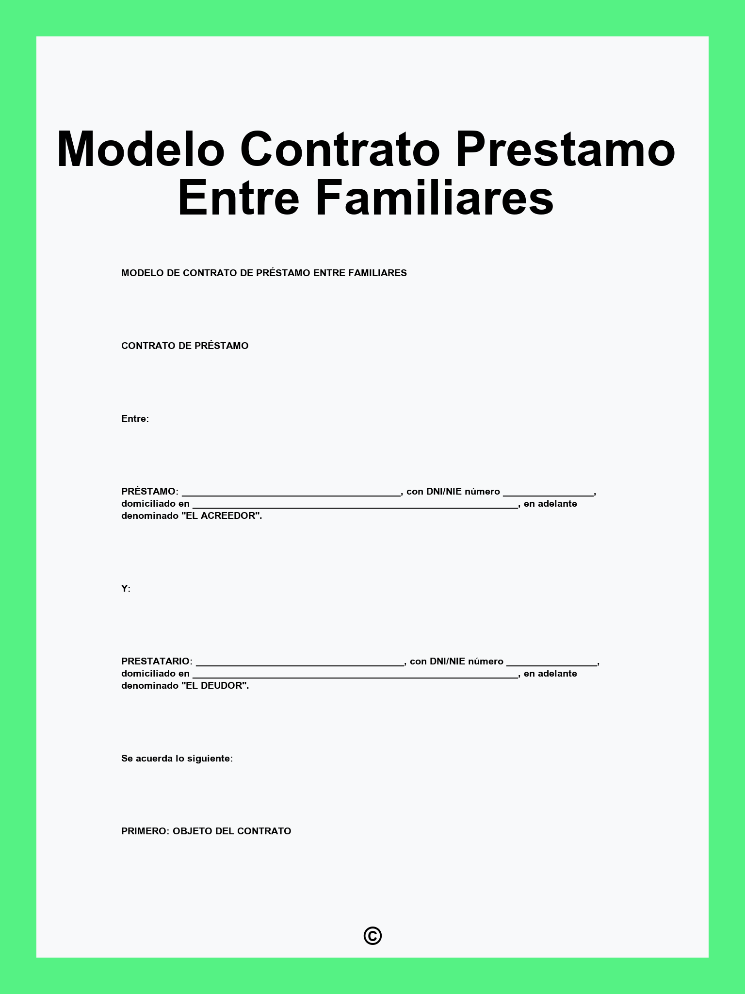 Modelo Contrato Prestamo Entre Familiares