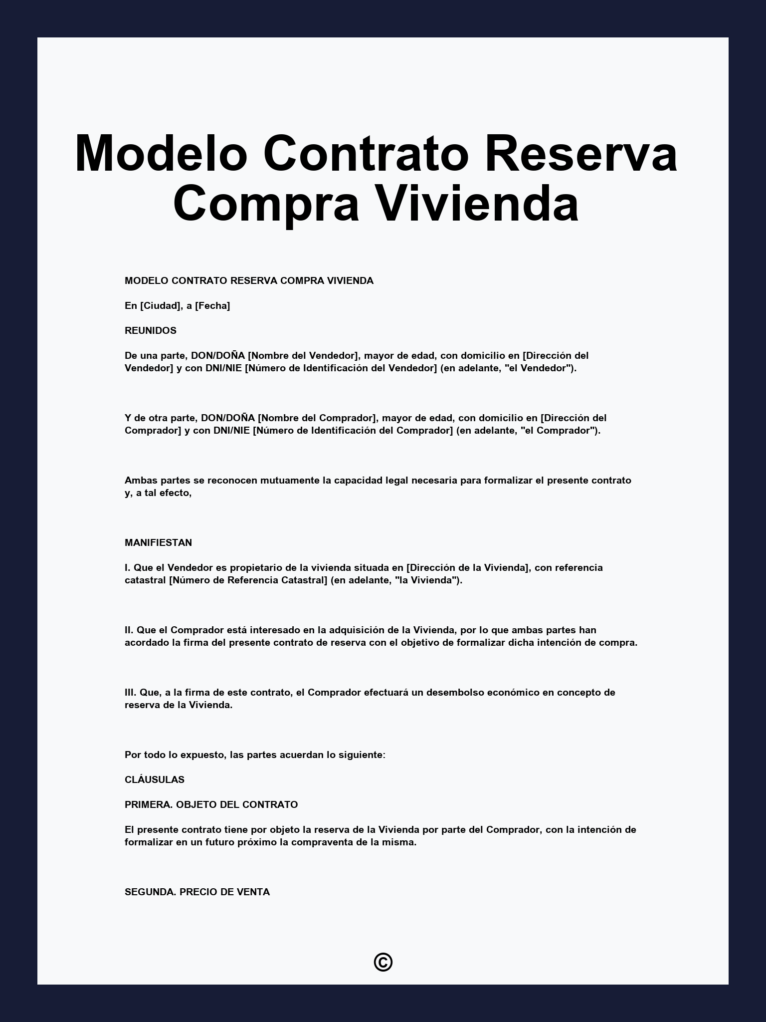 Modelo Contrato Reserva Compra Vivienda