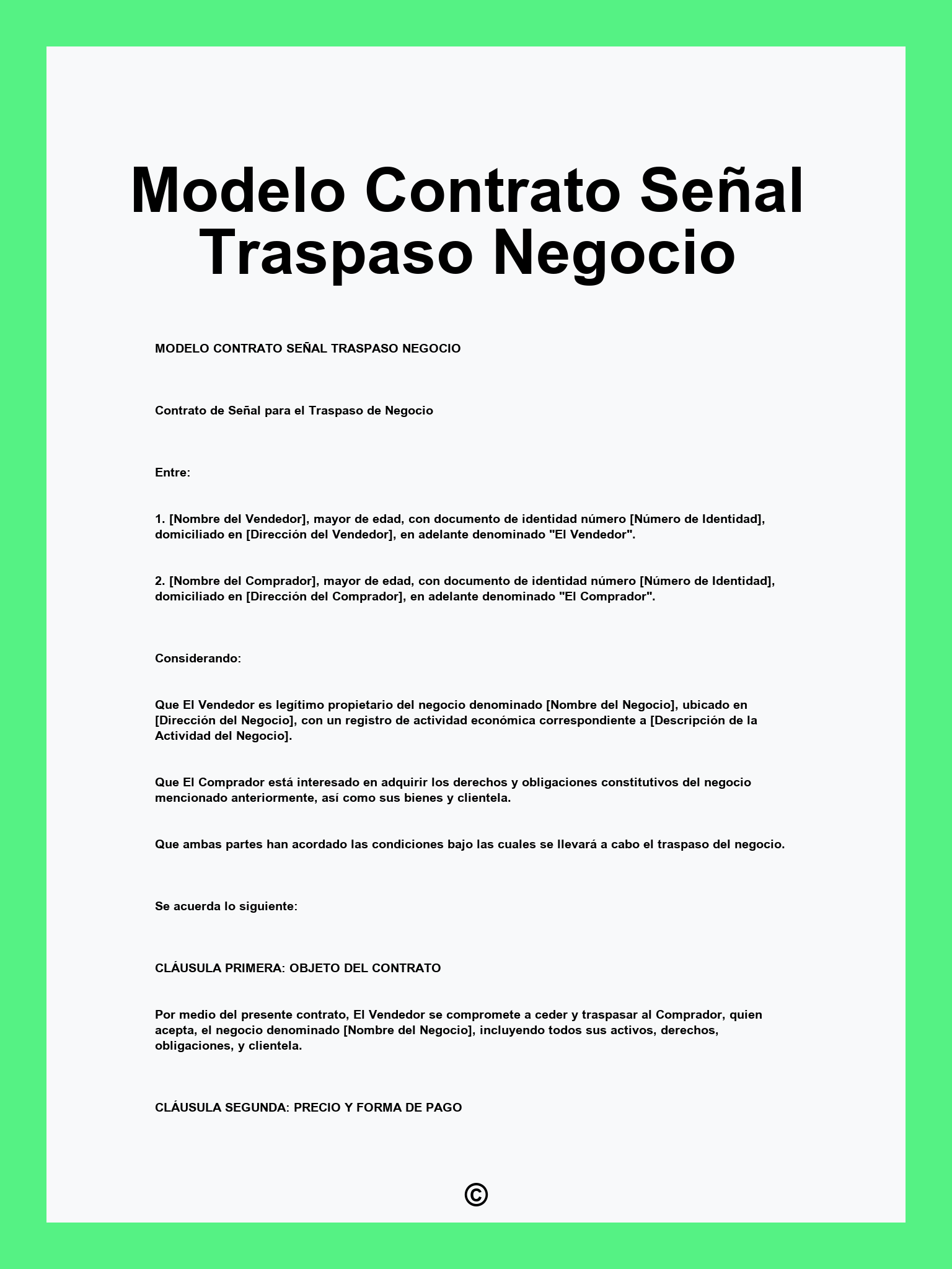 Modelo Contrato Señal Traspaso Negocio