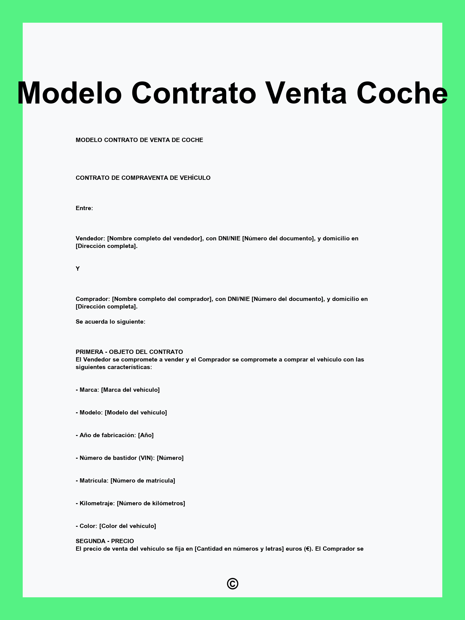 Modelo Contrato Venta Coche