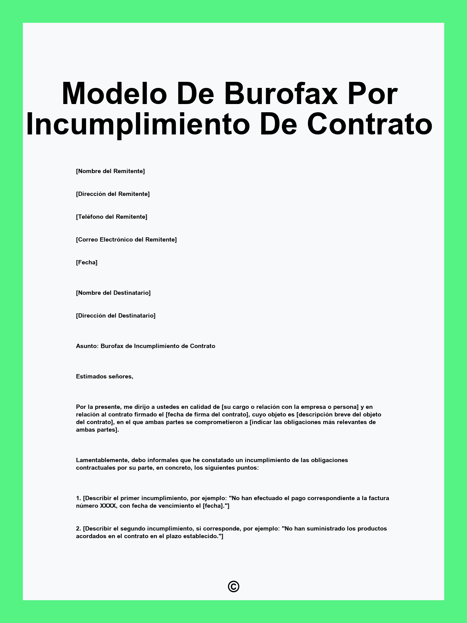 Modelo De Burofax Por Incumplimiento De Contrato
