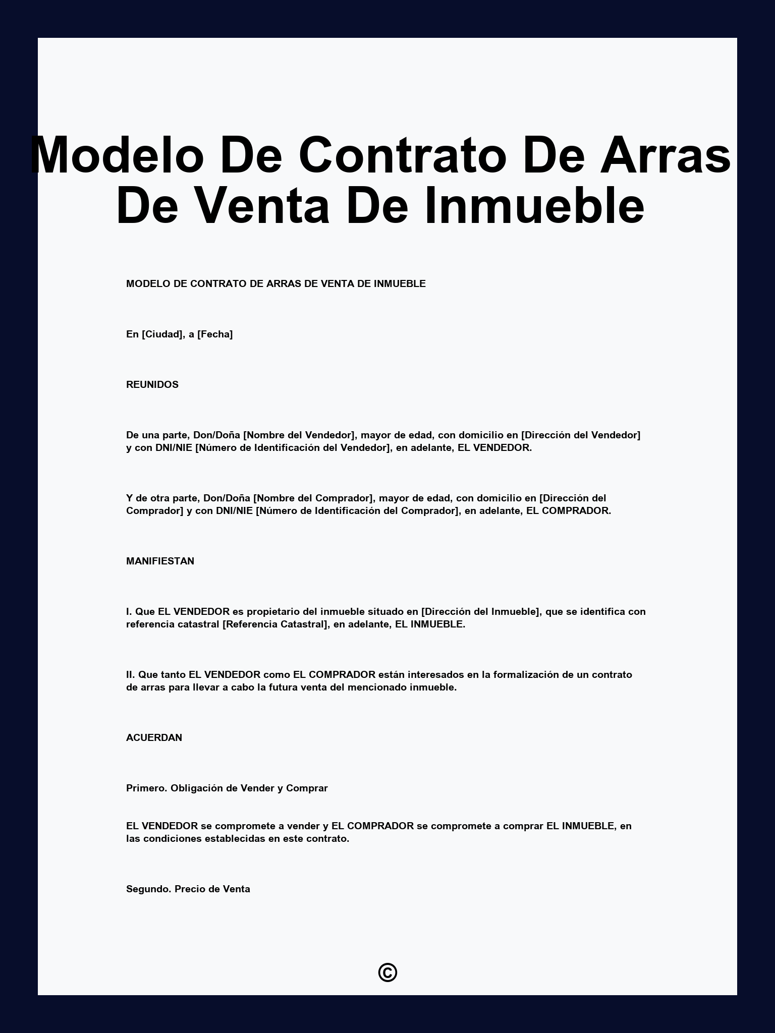 Modelo De Contrato De Arras De Venta De Inmueble