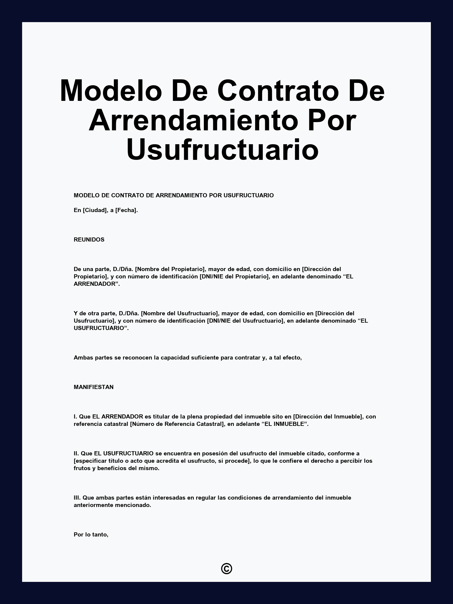 Modelo De Contrato De Arrendamiento Por Usufructuario