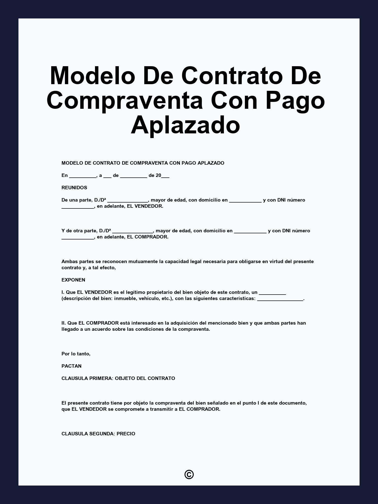 Modelo De Contrato De Compraventa Con Pago Aplazado