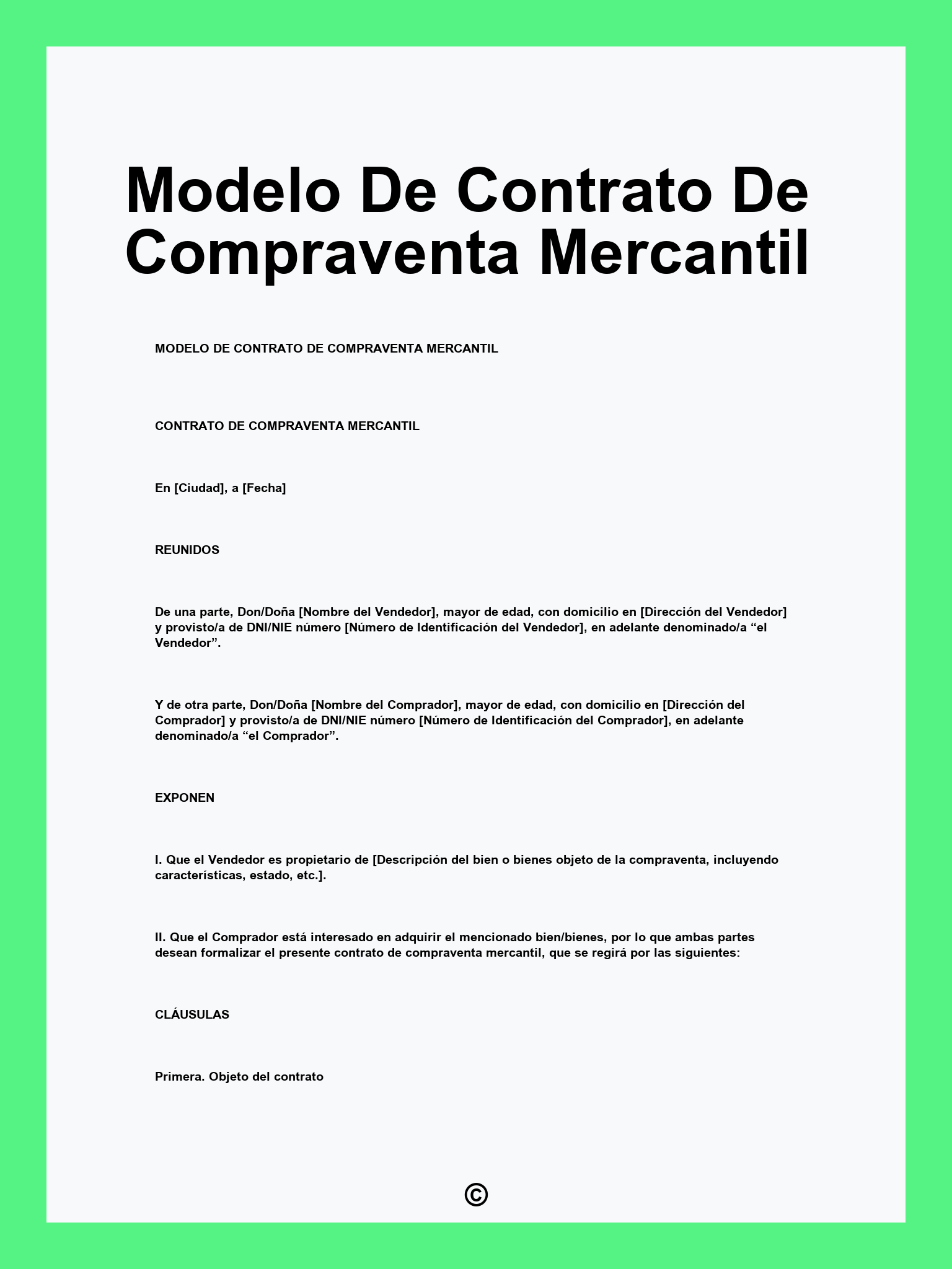 Modelo De Contrato De Compraventa Mercantil