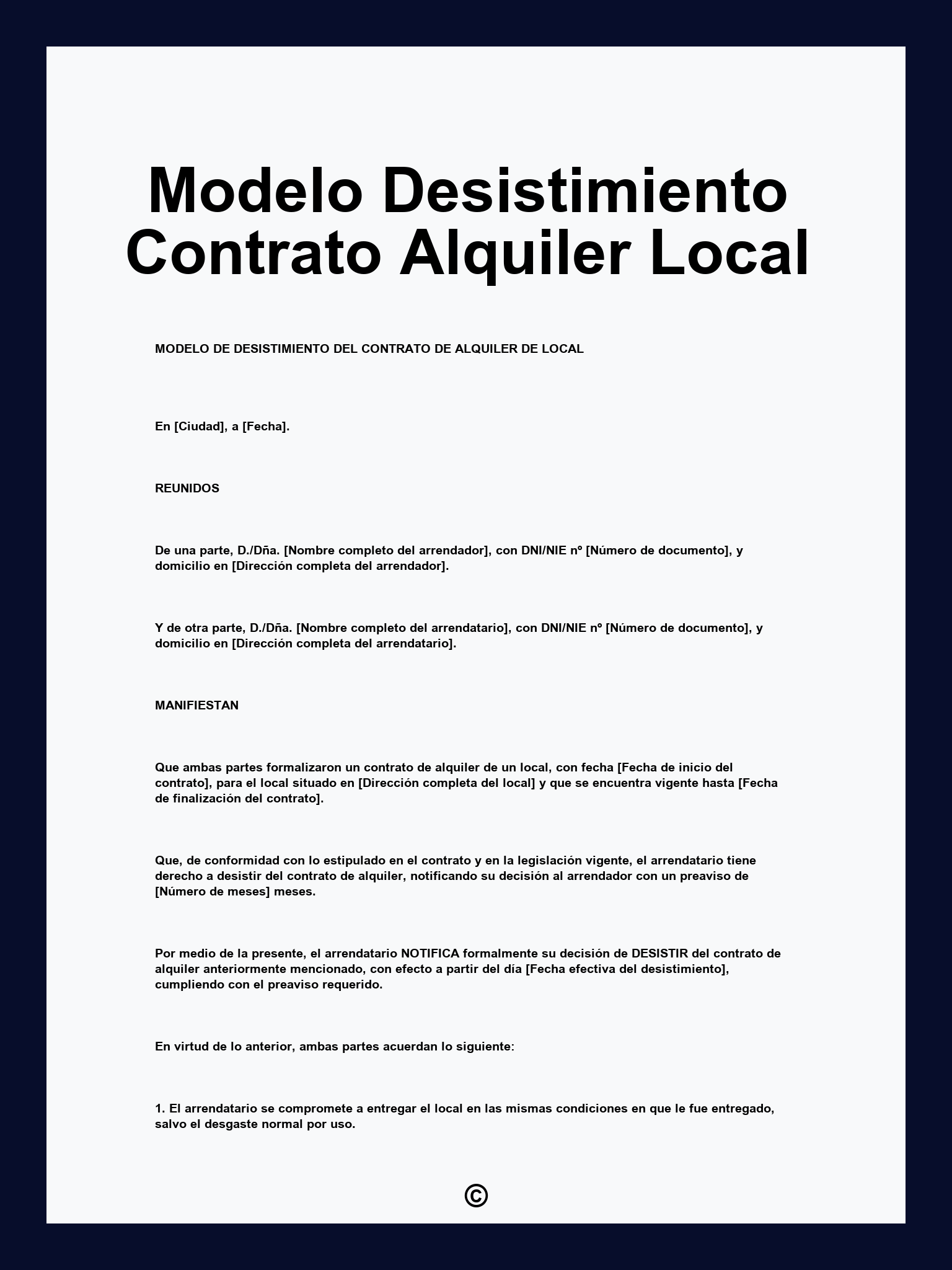 Modelo Desistimiento Contrato Alquiler Local