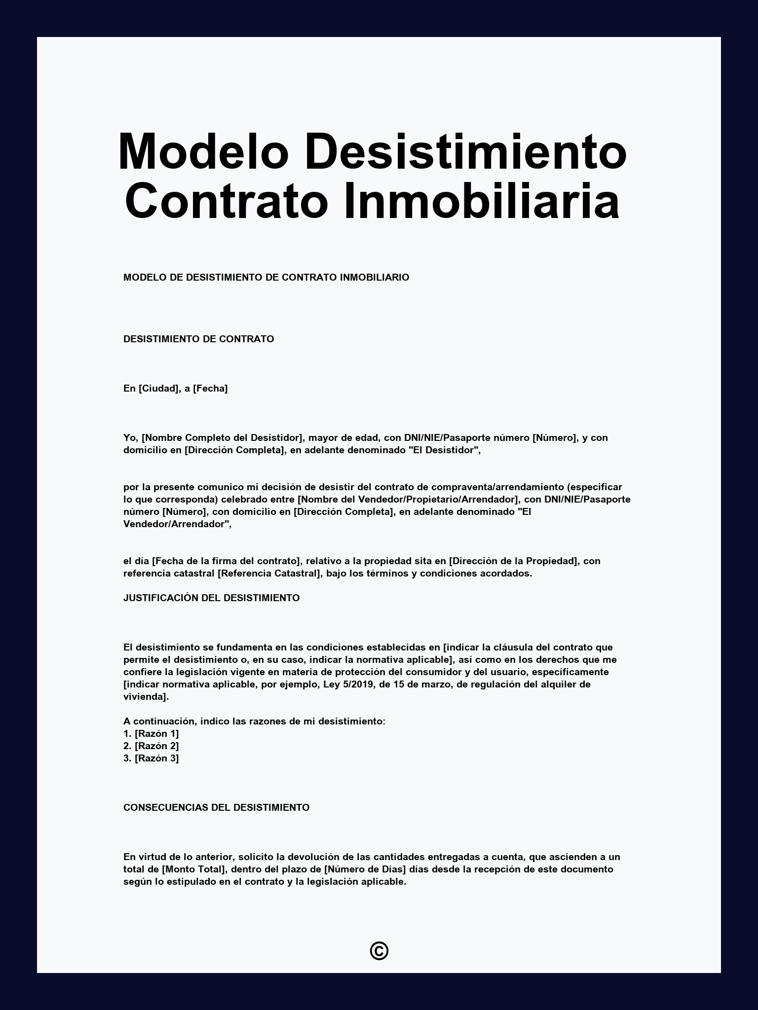 Modelo Desistimiento Contrato Inmobiliaria