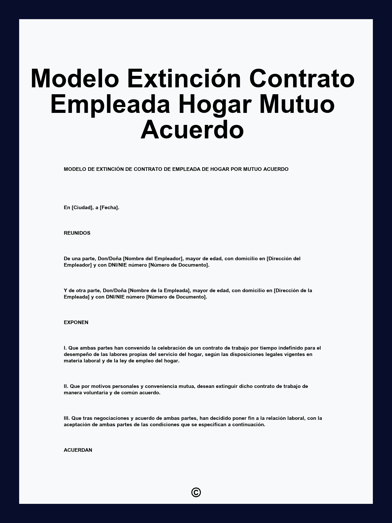 Modelo Extinción Contrato Empleada Hogar Mutuo Acuerdo